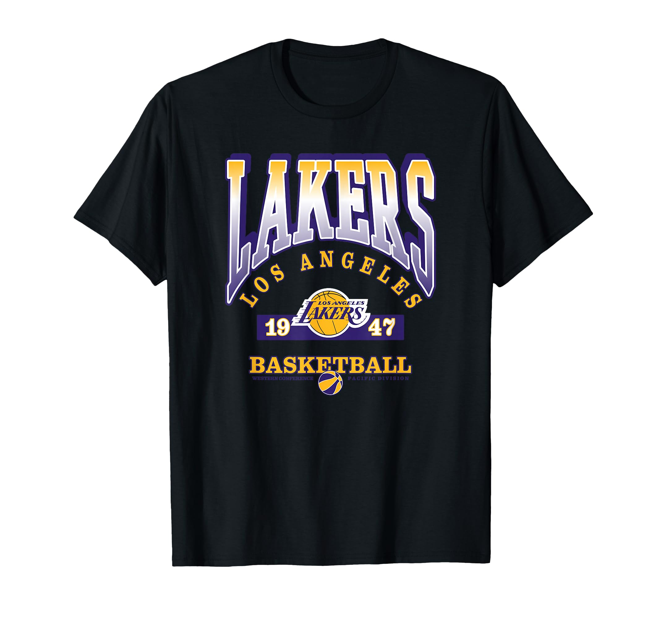 LOS ANGELES LAKERS Homecourt Advantage T-Shirt - Black, Unisex-Adults/Kids, Short Sleeve, Crew Neck, Polyester, NBA Team Logo, Small