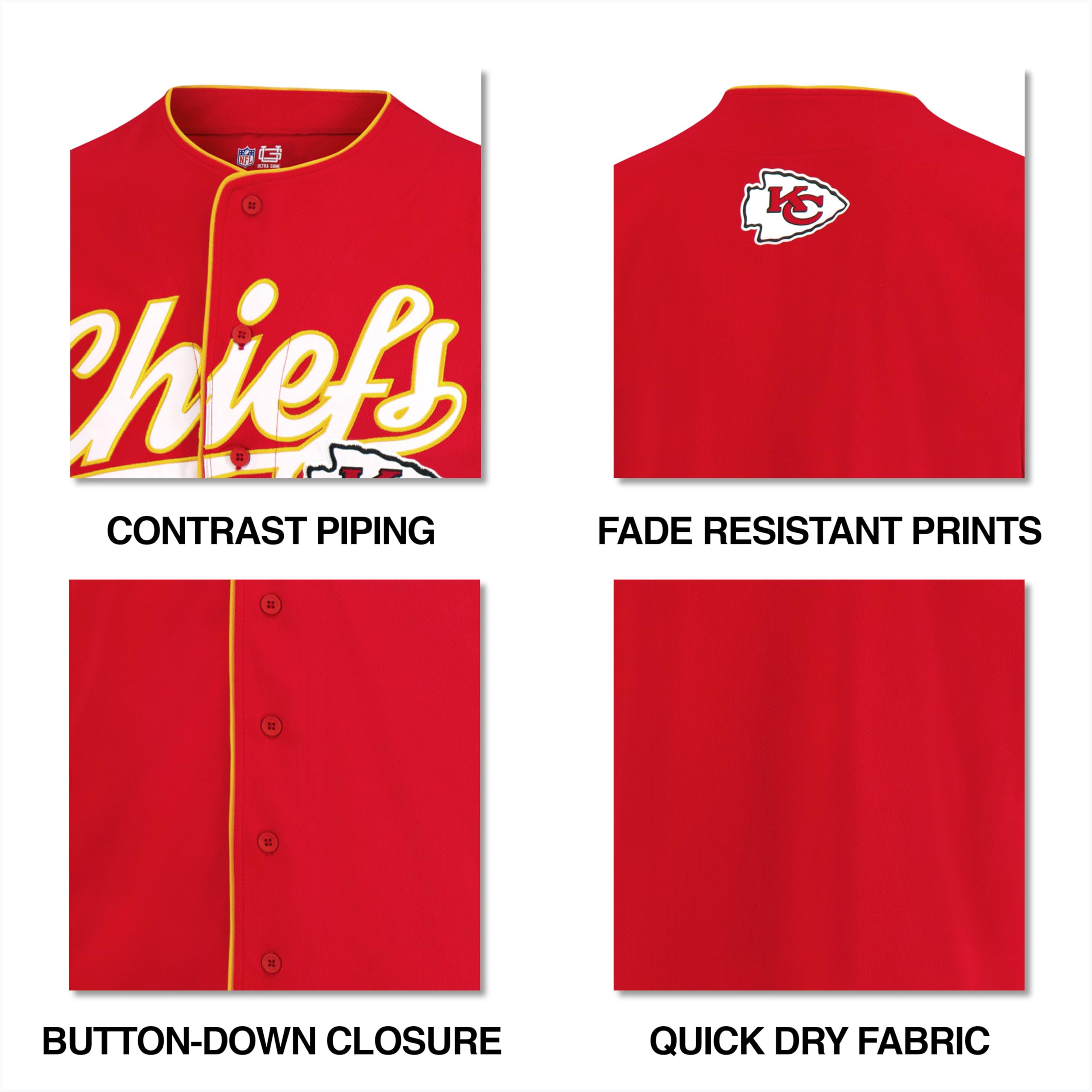 Ultra Game Adult's NFL Official Button Down Baseball Mesh Jersey Shirt - Image 5