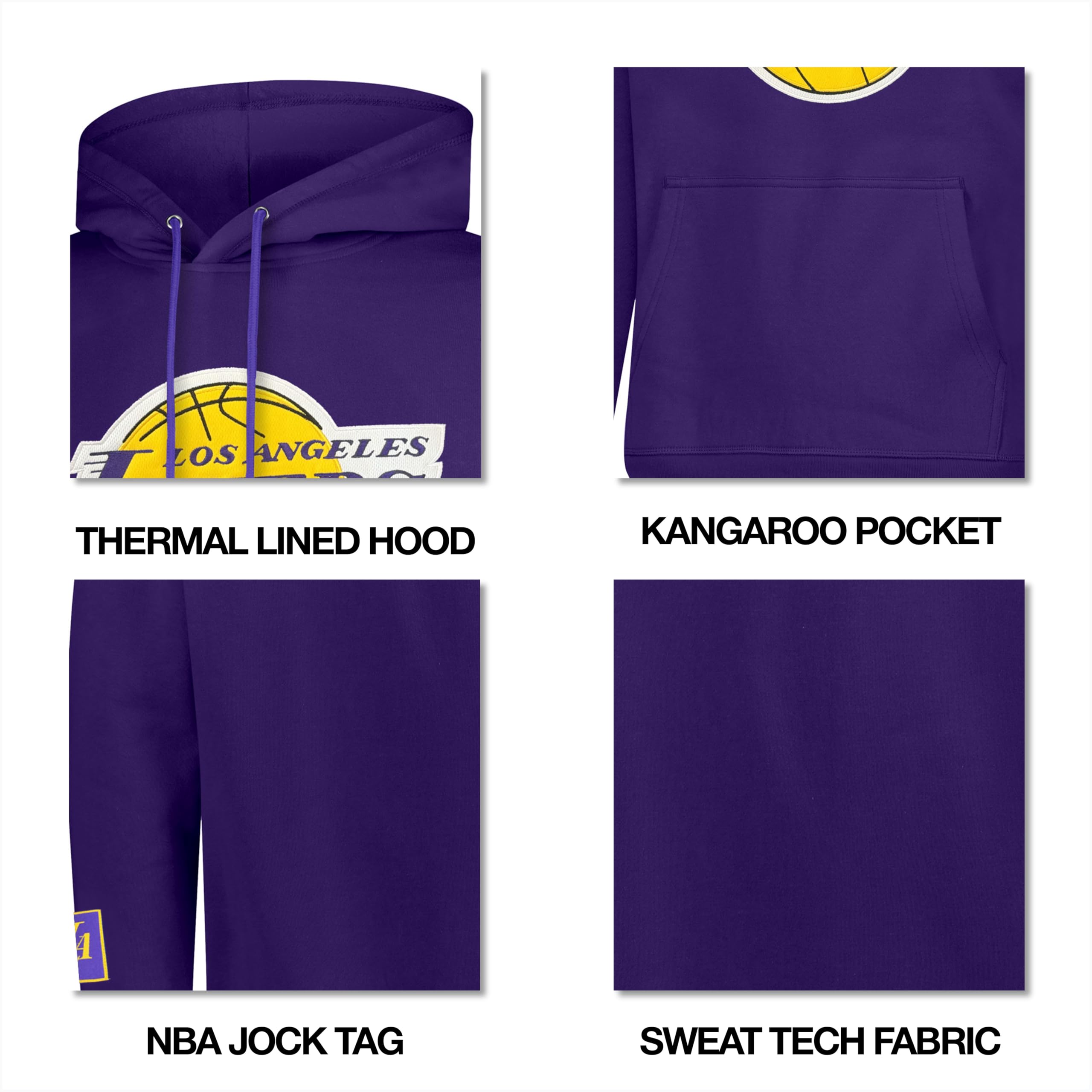 Ultra Game Adults NBA Official Classic Embroidered Hoodie Sweatshirt - Image 5
