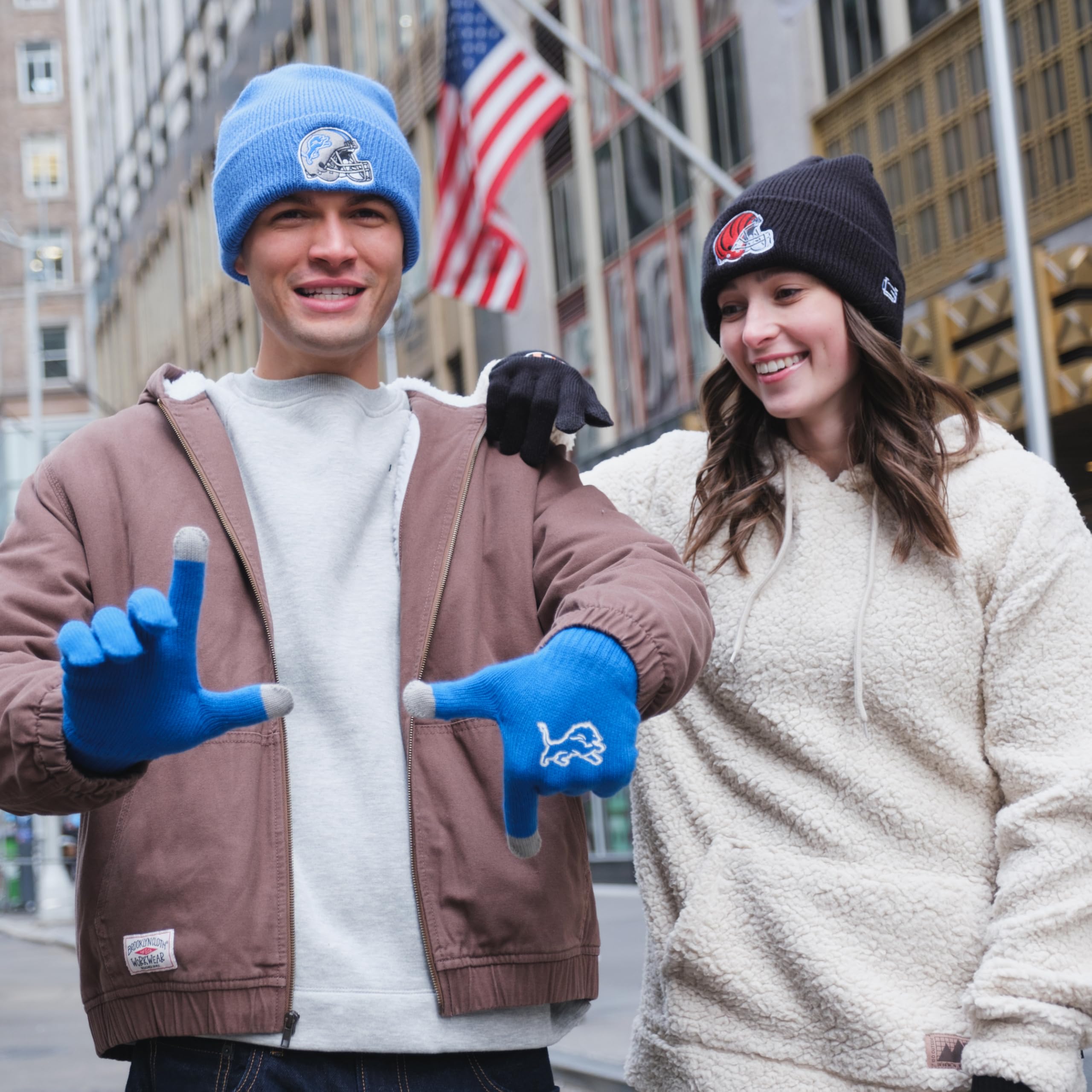 Ultra Game Adults NFL Official 2 Pack Super Soft Winter Beanie Knit Hats with Warm Touch Screen Gloves - Image 5
