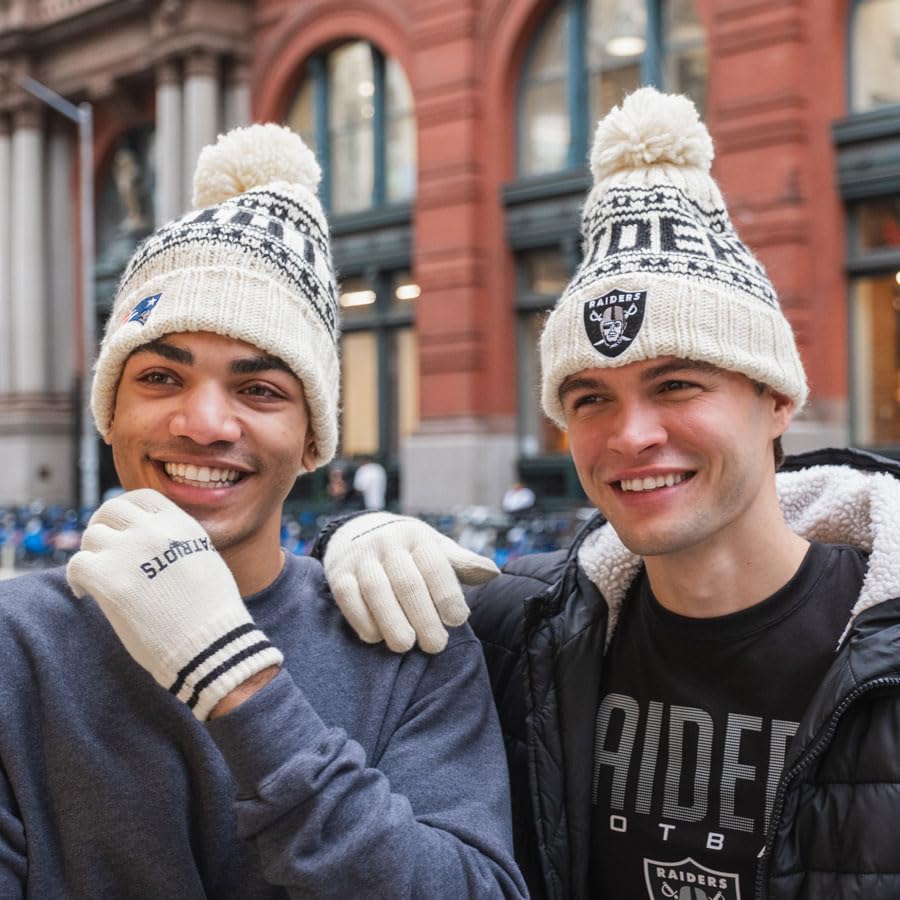 Ultra Game Adults NFL Official Super Soft Cable Knit Winter Beanie Knit Hat with Warm Touch Screen Gloves - Image 5