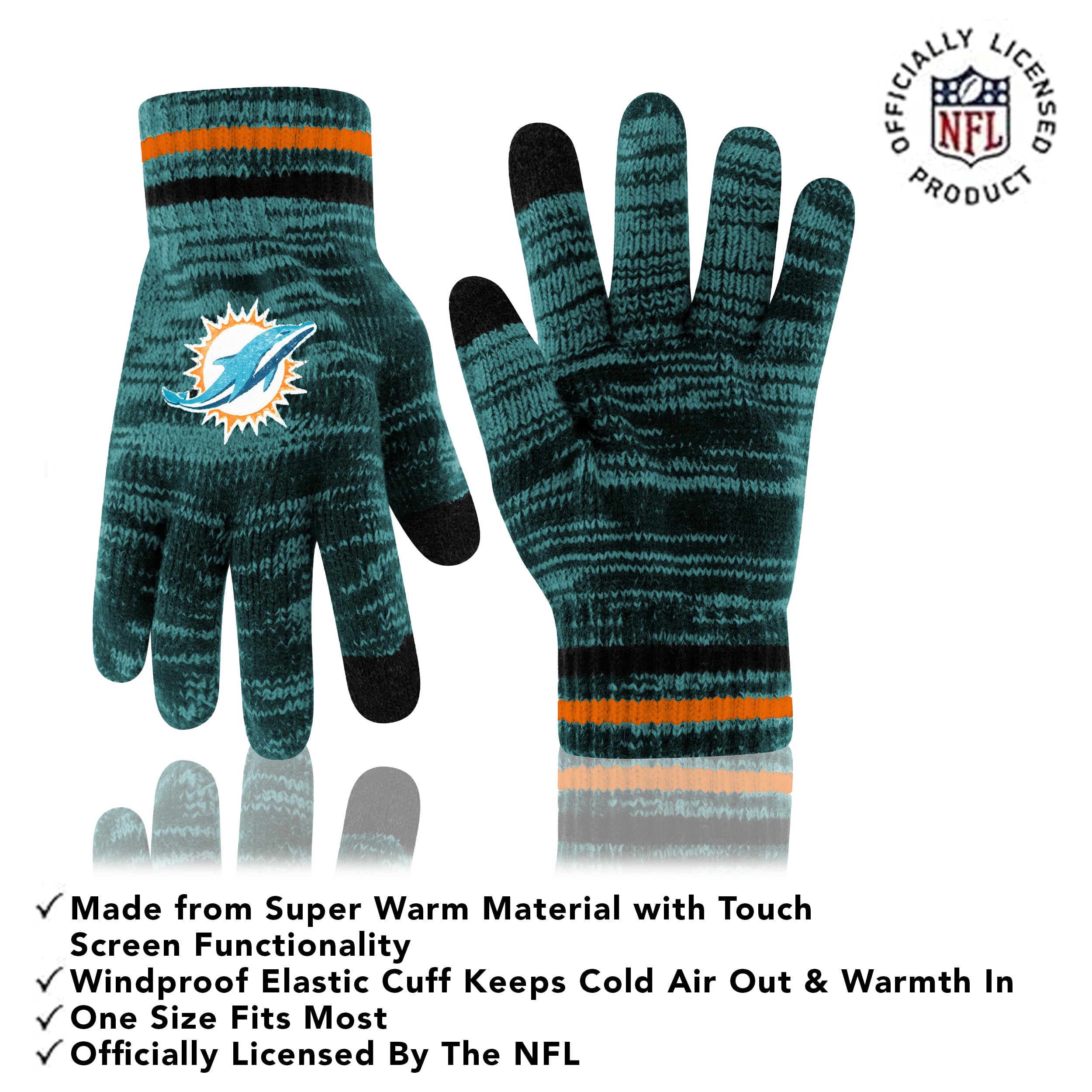 Ultra Game Adults NFL Official Super Soft Marl Knit Winter Beanie Knit Hat with Extra Warm Touch Screen Gloves - Image 3