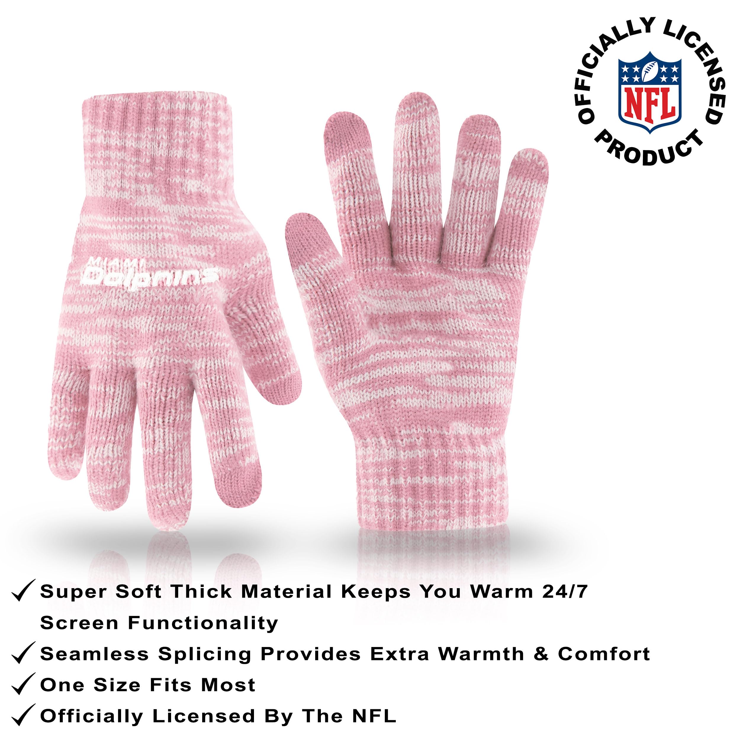 Ultra Game Adults NFL Official Super Soft Winter Beanie Knit Hat with Warm Touch Screen Gloves - Image 3