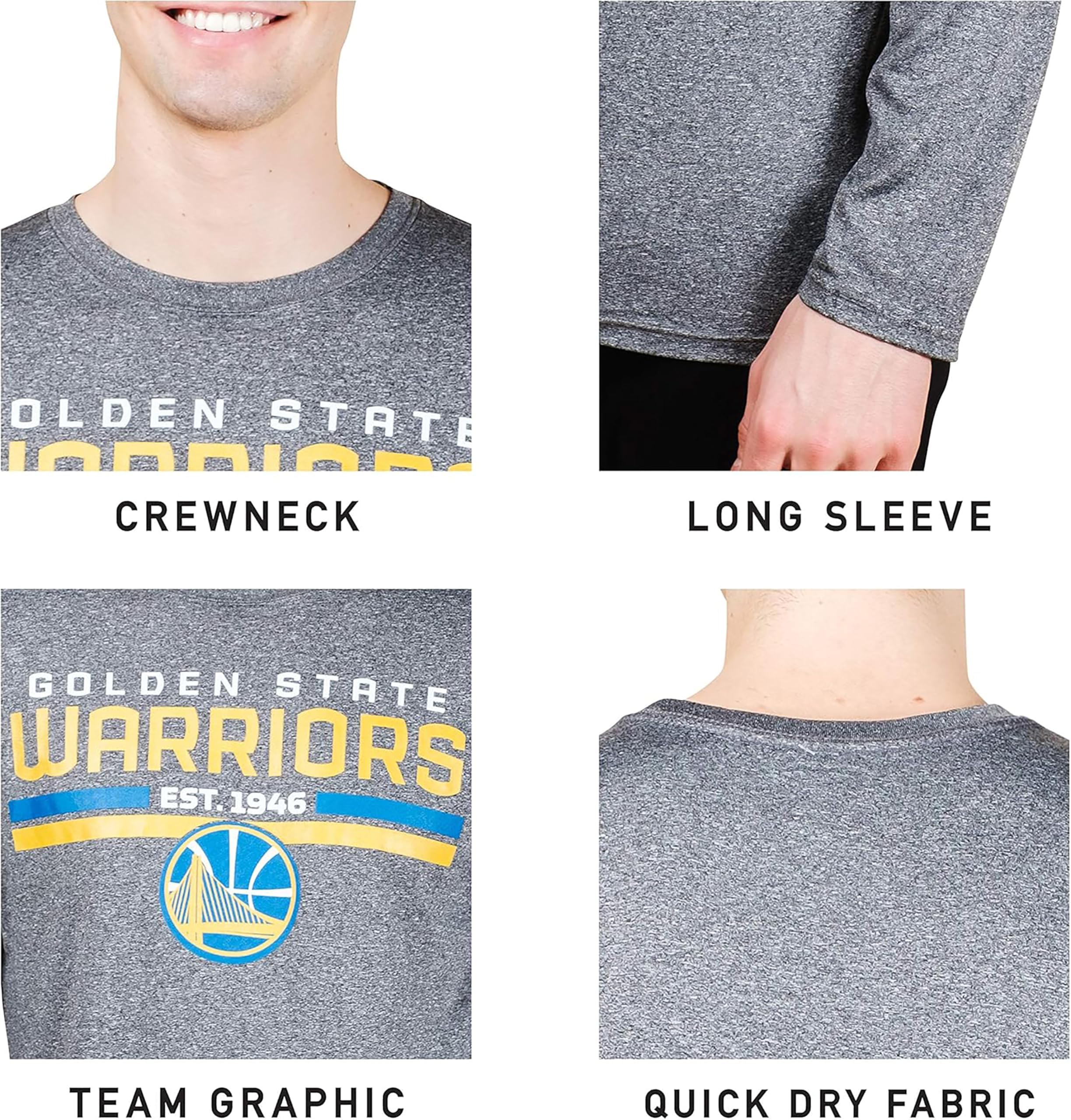 Ultra Game Men's NBA Official Active Long Sleeves Pullover T-Shirt - Image 5