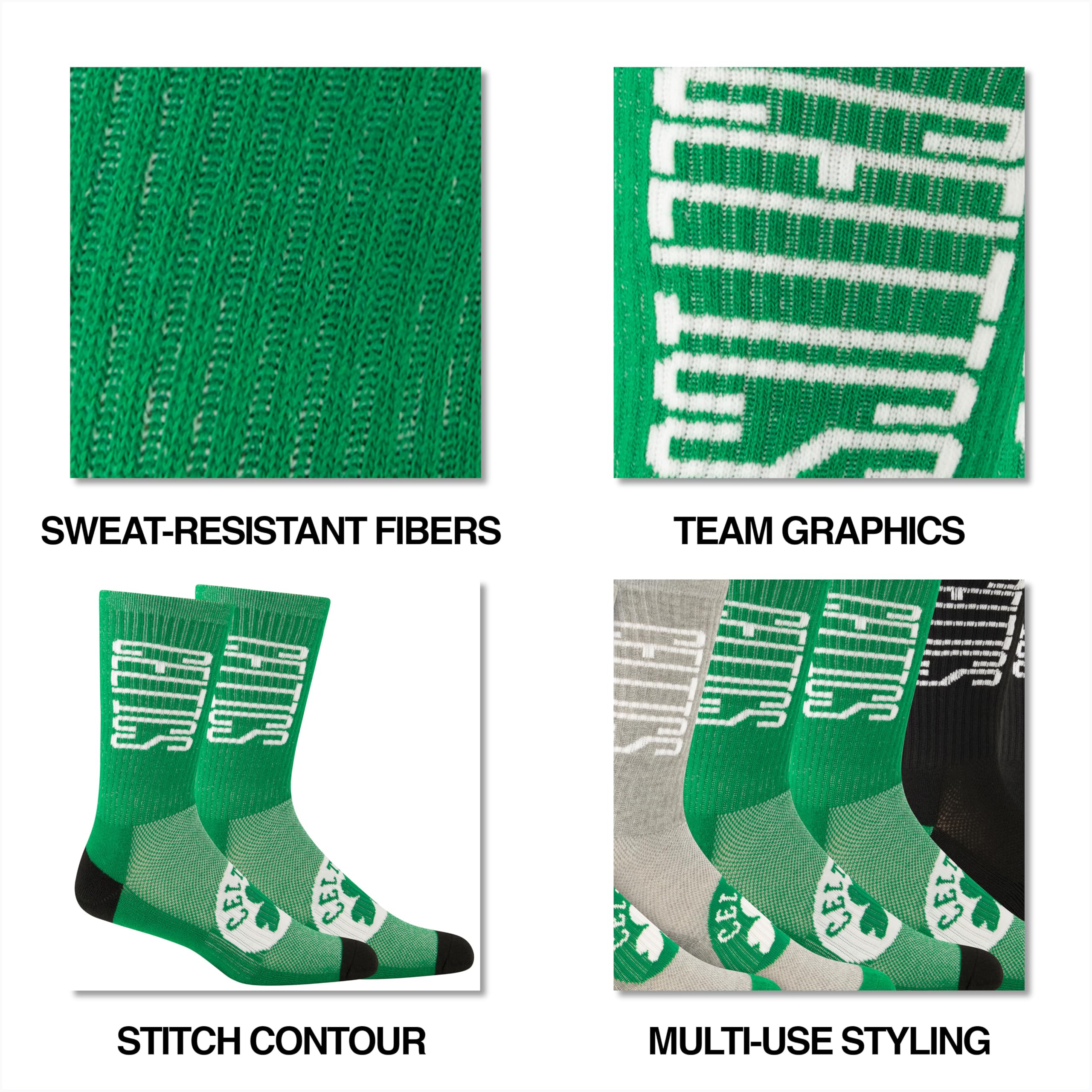 Ultra Game Men's NBA Official Athletic Cushioned Vertical Attack Team Crew Socks-3 Pack - Image 6