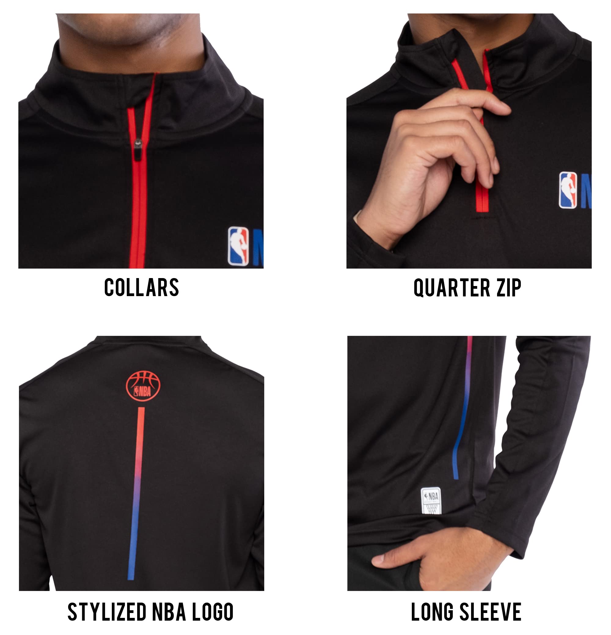 Ultra Game Men's NBA Official Long Sleeve Active Quarter Zip Pullover T-Shirt - Image 5