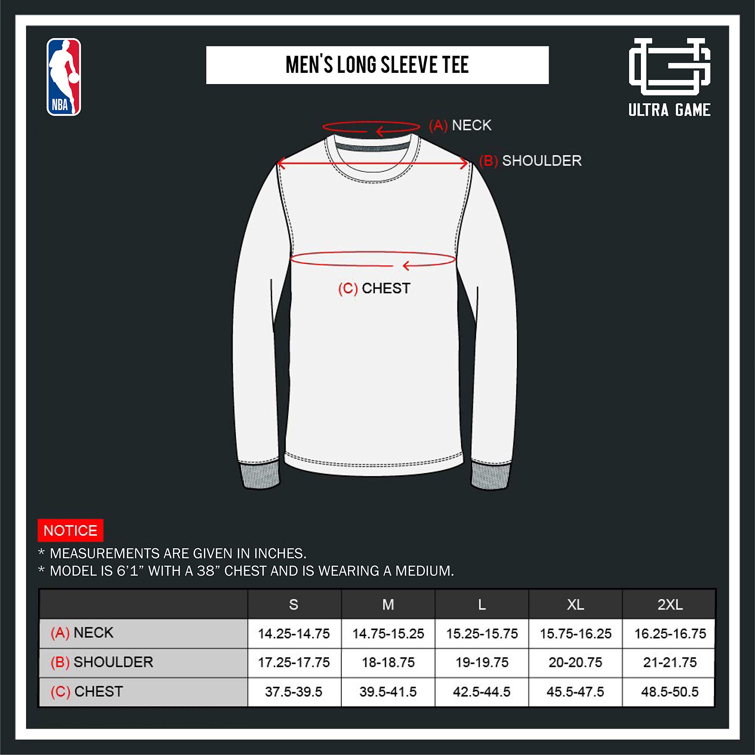 Ultra Game Men's NBA Official Long Sleeve Athletic Quick Dry Performance T-Shirt - Image 6