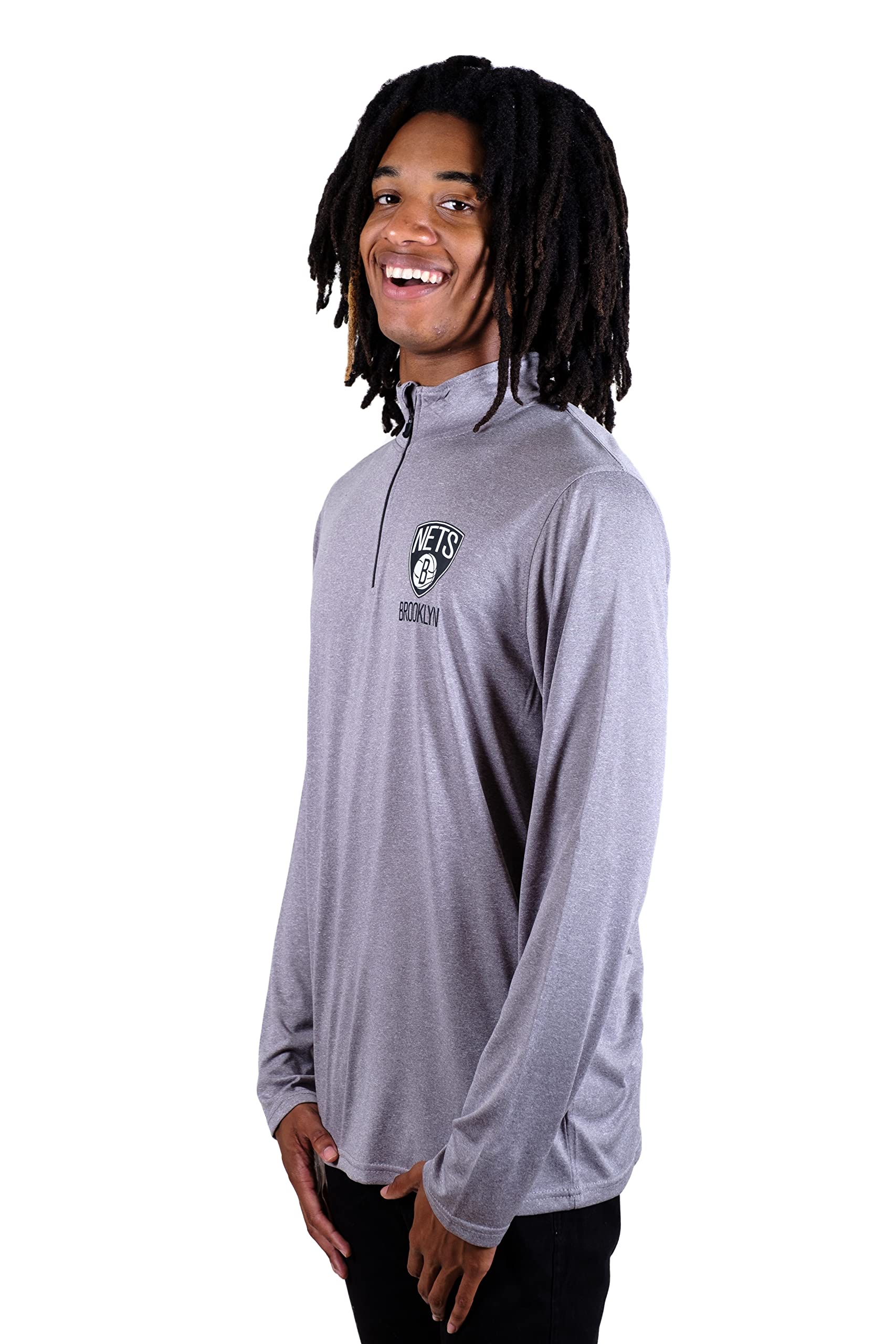 Ultra Game Men's NBA Official Quarter Zip Long Sleeve Pullover T-Shirt - Image 3