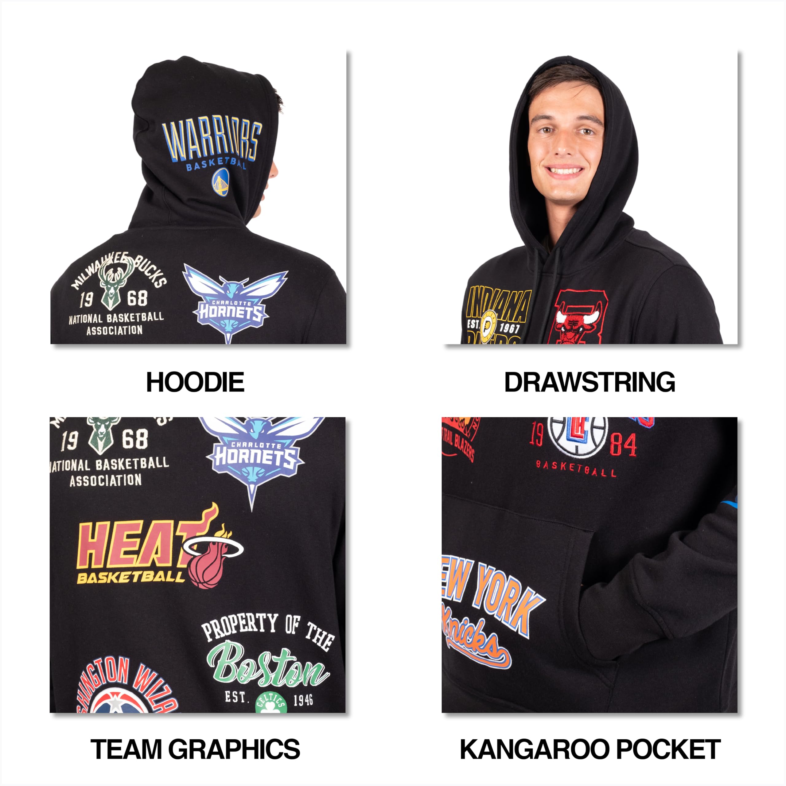 Ultra Game Men’s NBA Official Soft Fleece Multi Team Hoodie Sweatshirt - Image 5