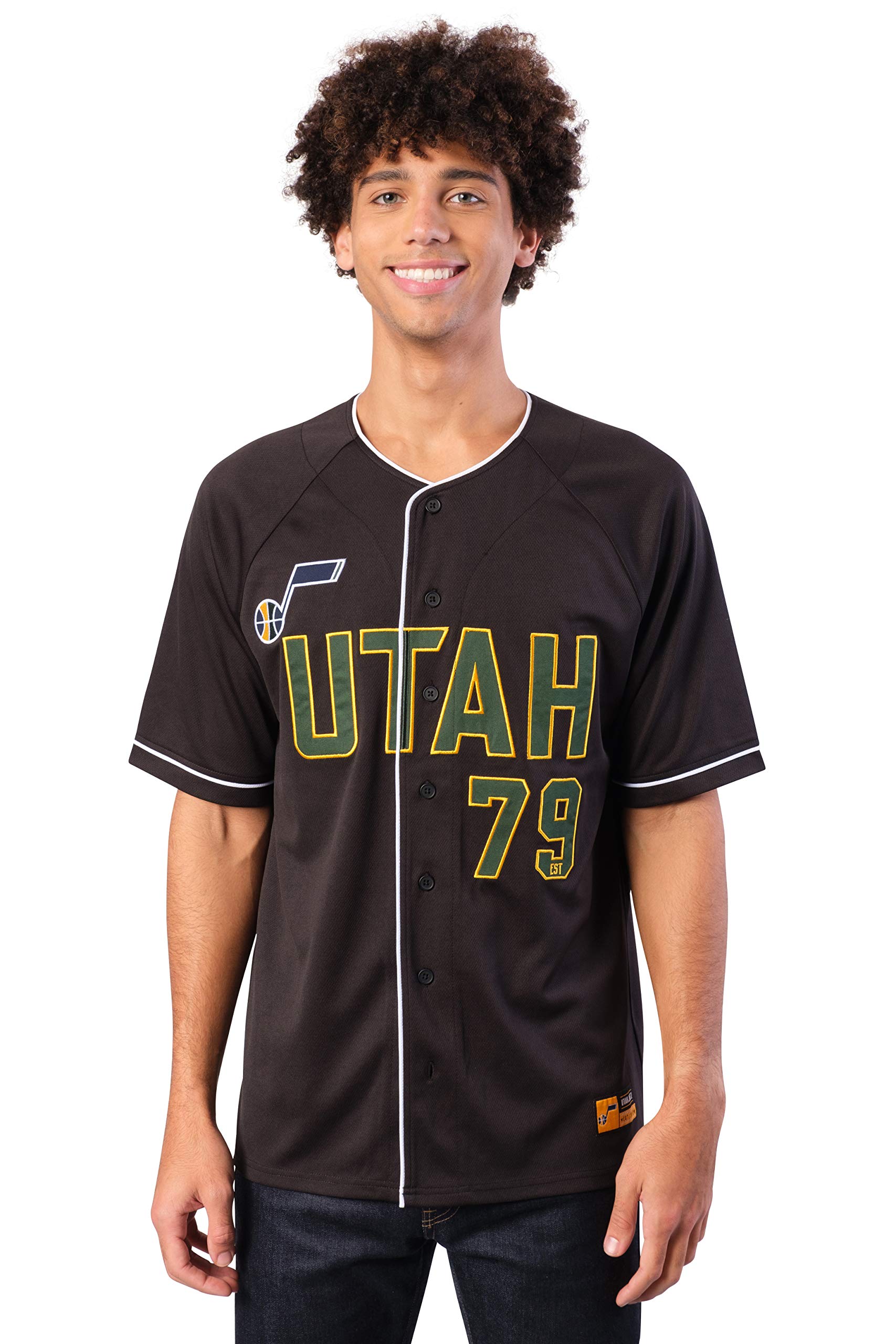 Ultra Game Men’s NBA Official Super Soft Button Down Jersey Baseball Shirt