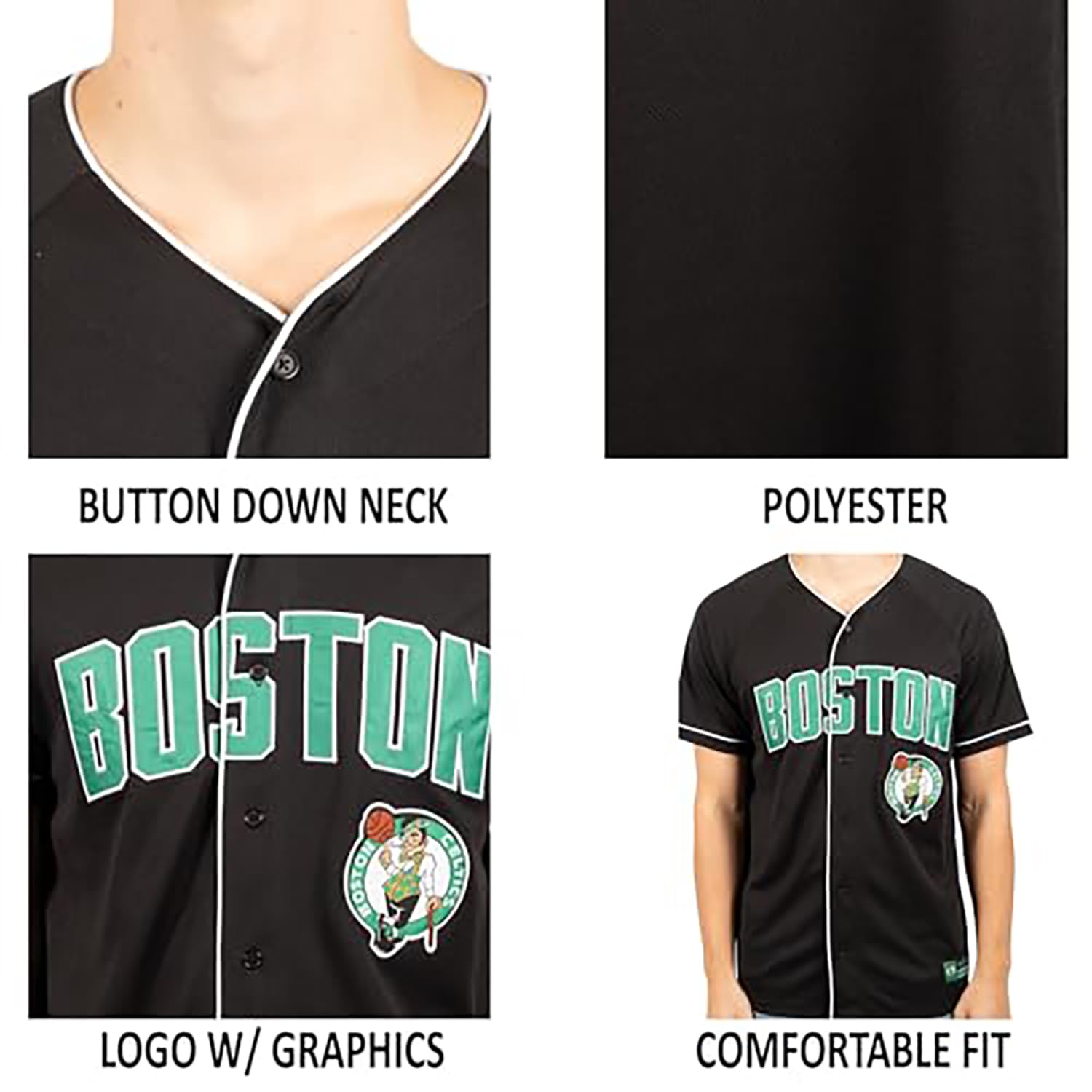 Ultra Game Men’s NBA Official Super Soft Button Down Jersey Baseball Shirt - Image 4