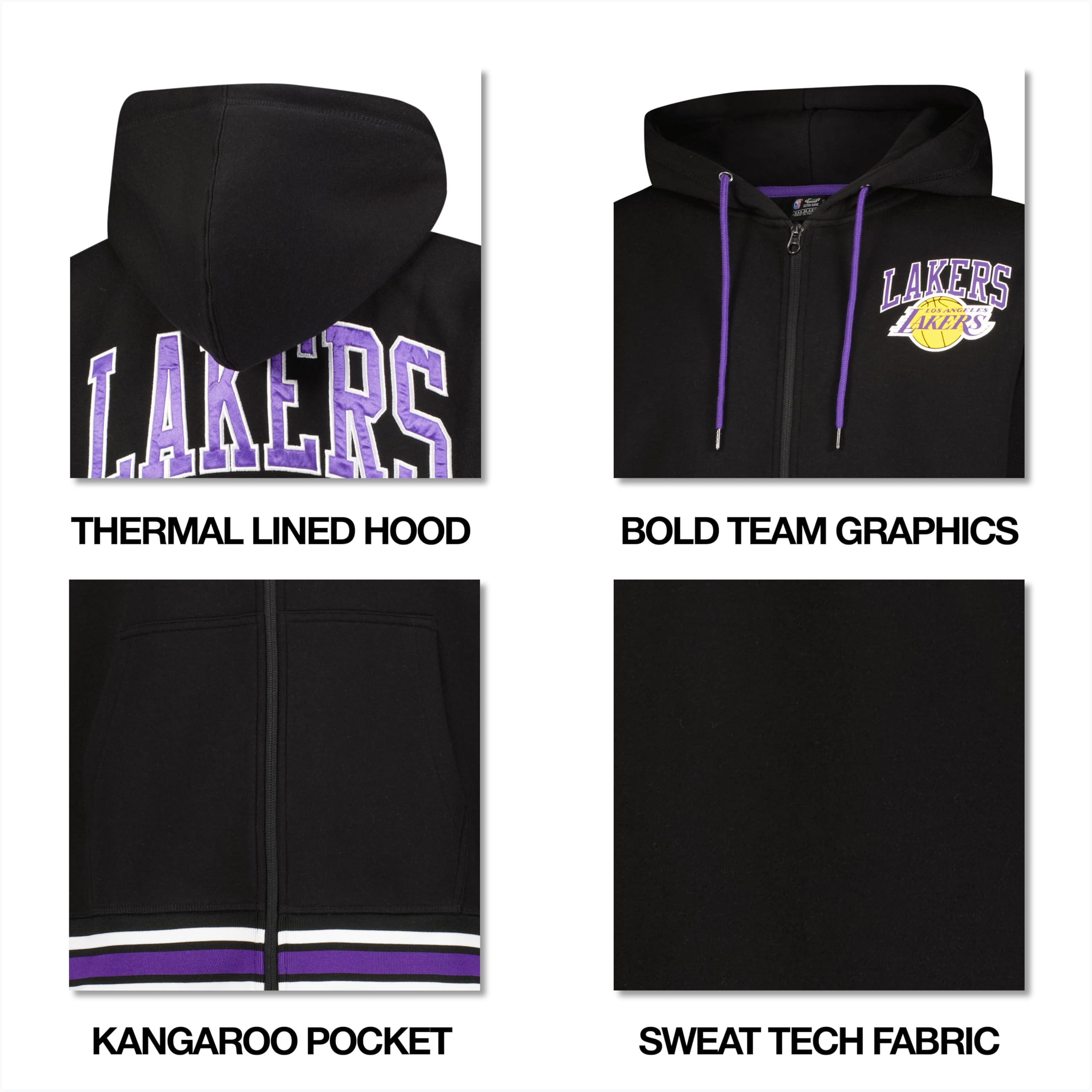 Ultra Game Men's NBA Official Super Soft MVP Full Zip Hoodie Jacket - Image 5
