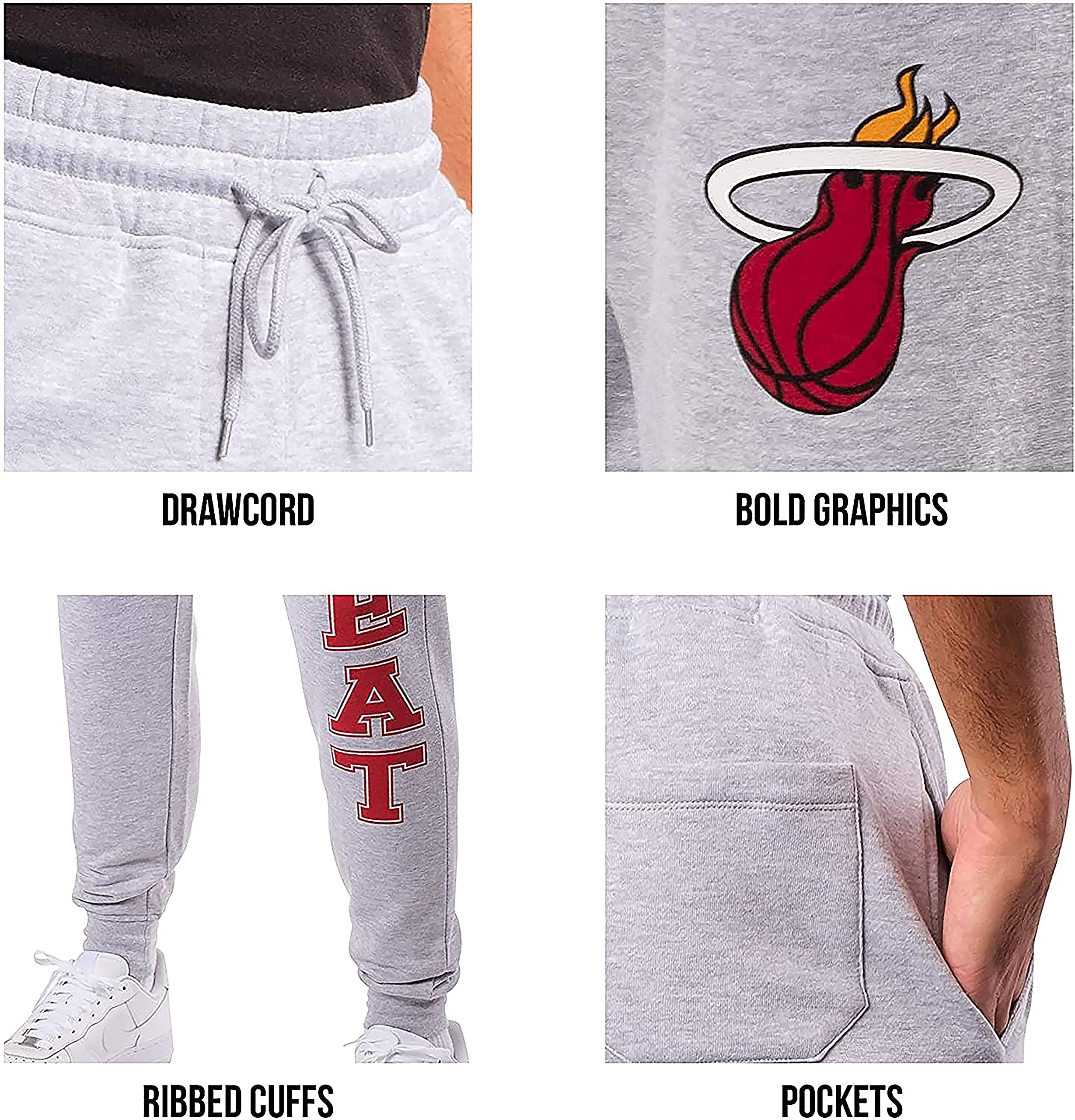 Ultra Game Men's NBA Official Super Soft Team Jogger Sweatpants - Image 6