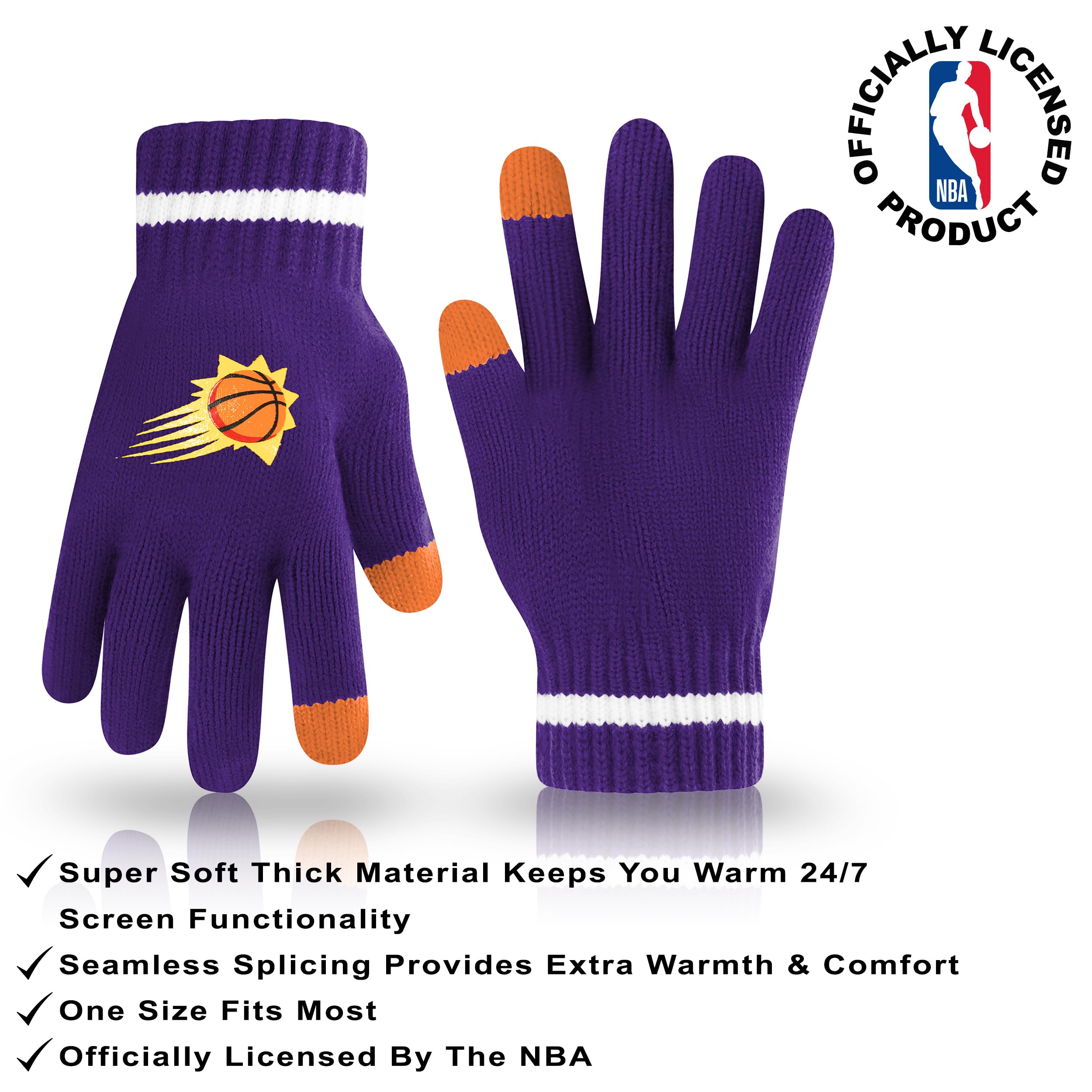 Ultra Game Men's NBA Official Super Soft Winter Beanie Hat with Extra Warm Touch Screen Gloves - Image 3