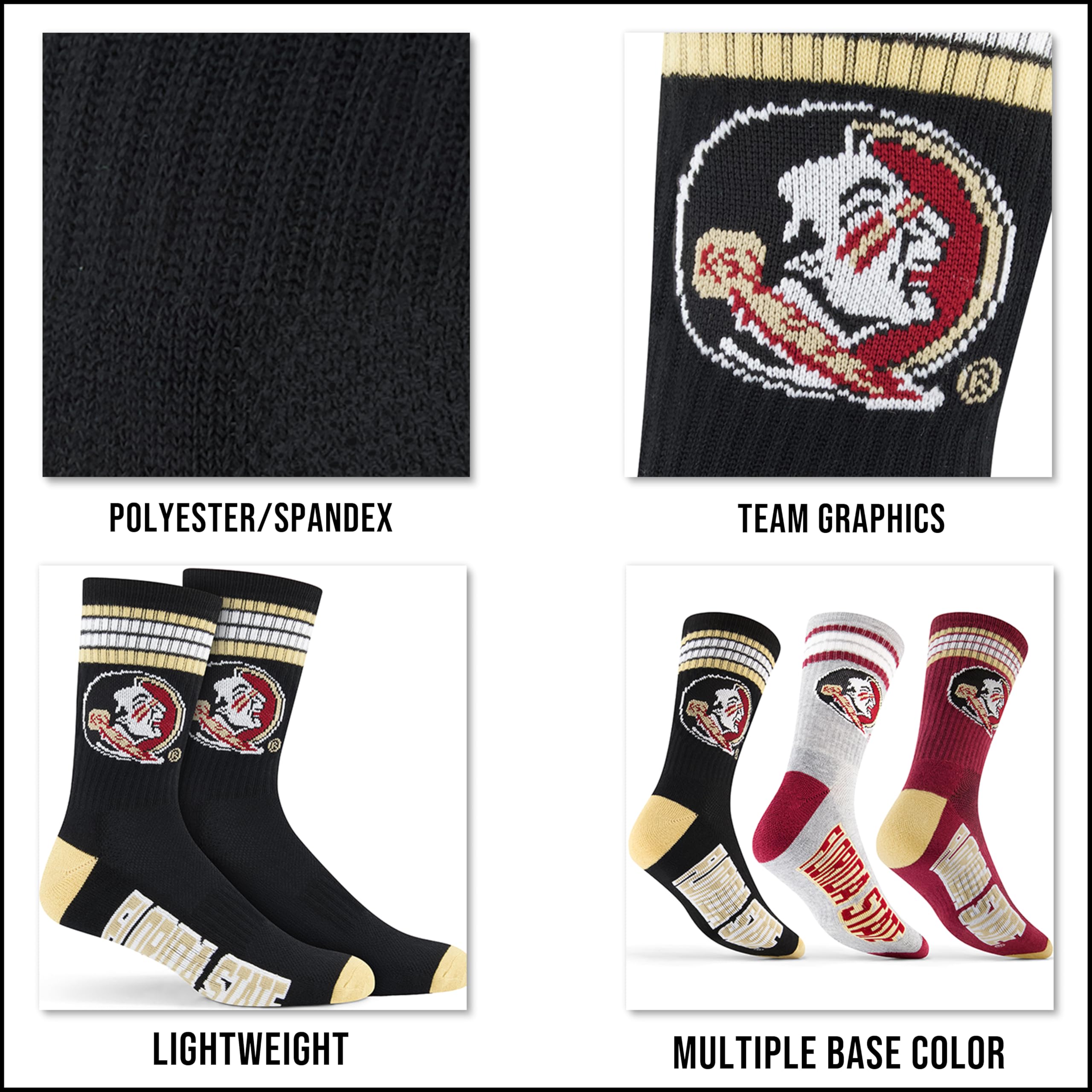 Ultra Game Men's NCAA Official Athletic Cushioned Secure Fit Team Crew Socks-3 Pack - Image 6