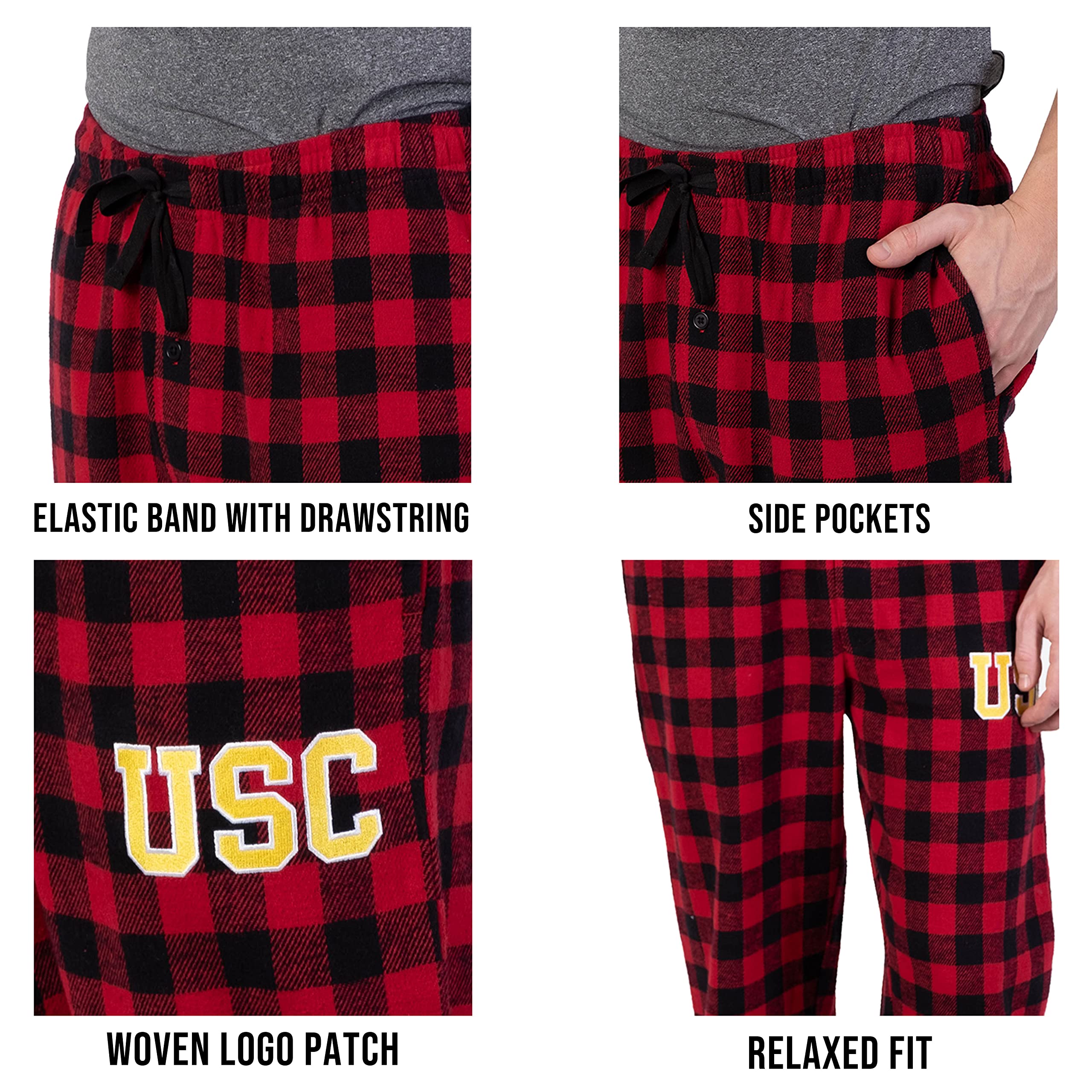 Ultra Game Men's NCAA Official Sleepwear Super Soft Flannel Pajama Loungewear Pants - Image 4