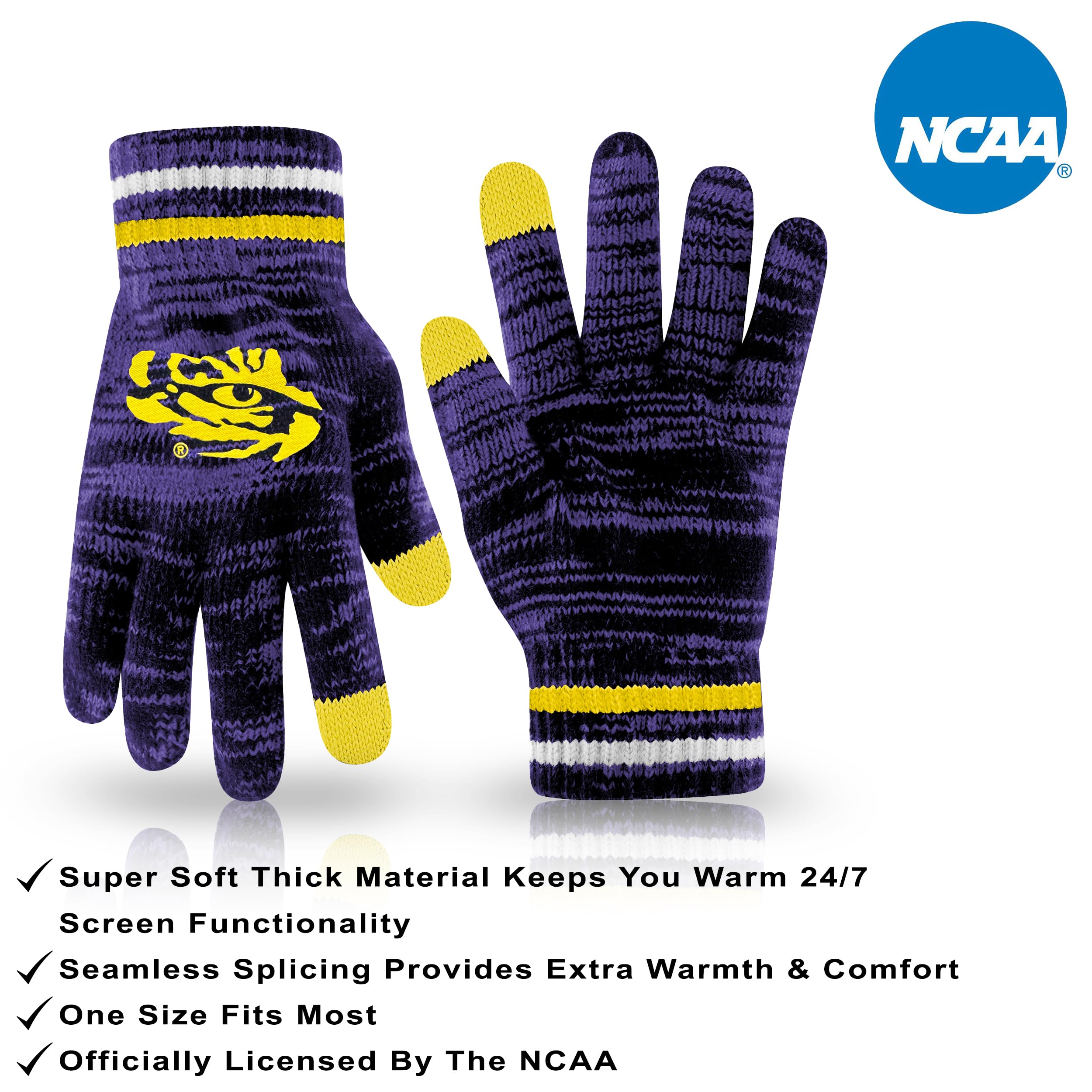 Ultra Game Men's NCAA Official Super Soft Winter Beanie Knit Hat with Extra Warm Touch Screen Gloves - Image 3
