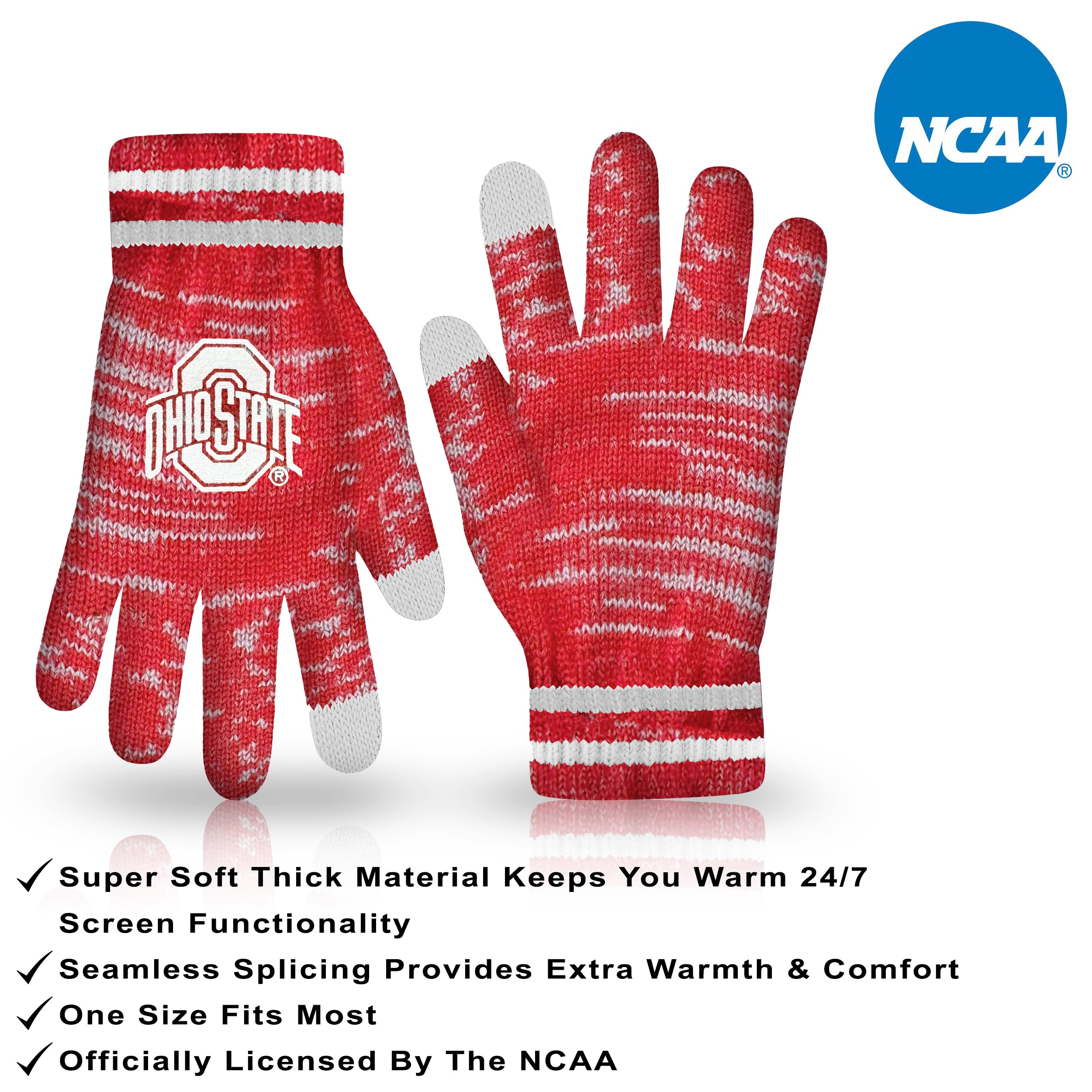 Ultra Game Men's NCAA Official Super Soft Winter Beanie Knit Hat with Extra Warm Touch Screen Gloves - Image 3
