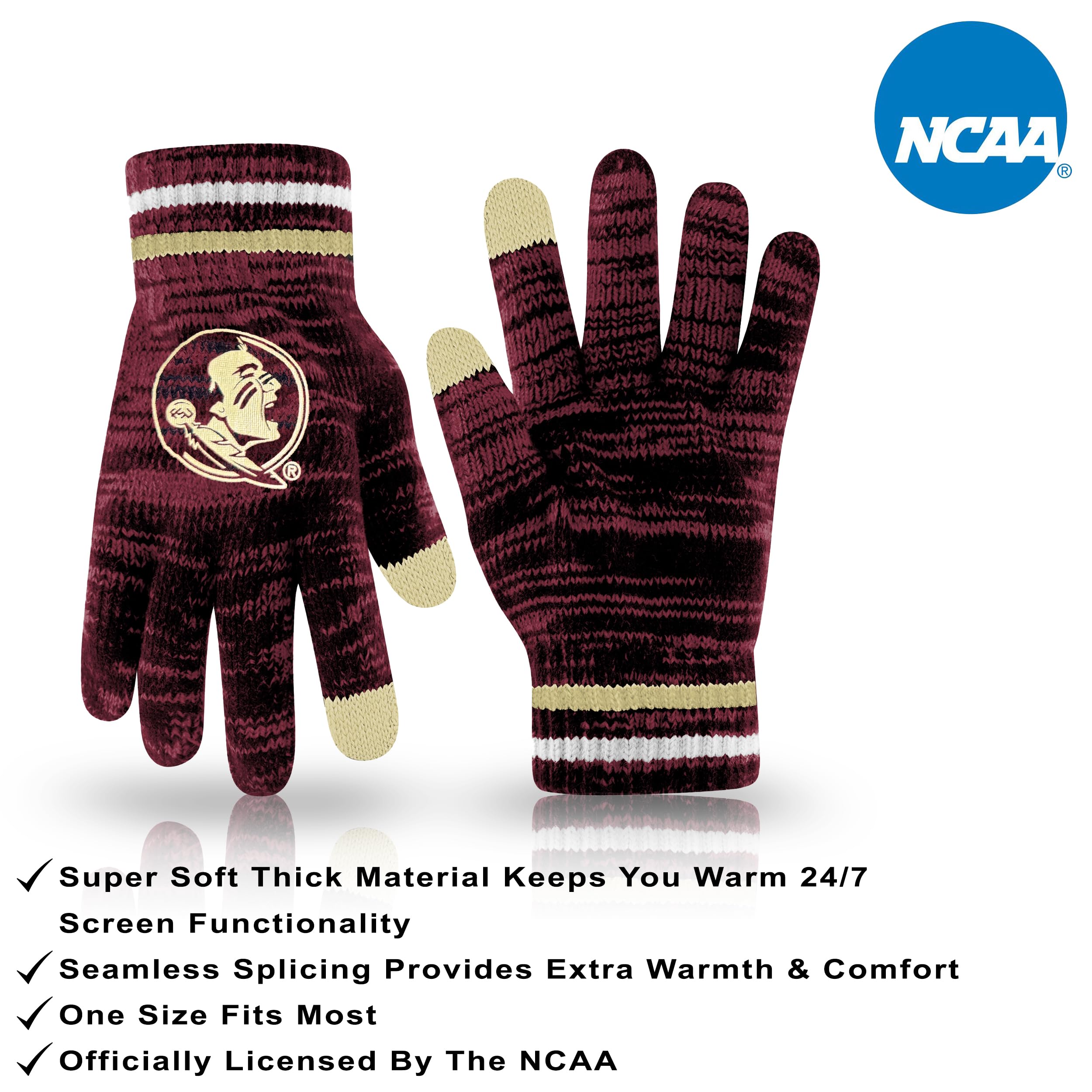Ultra Game Men's NCAA Official Super Soft Winter Beanie Knit Hat with Extra Warm Touch Screen Gloves - Image 3