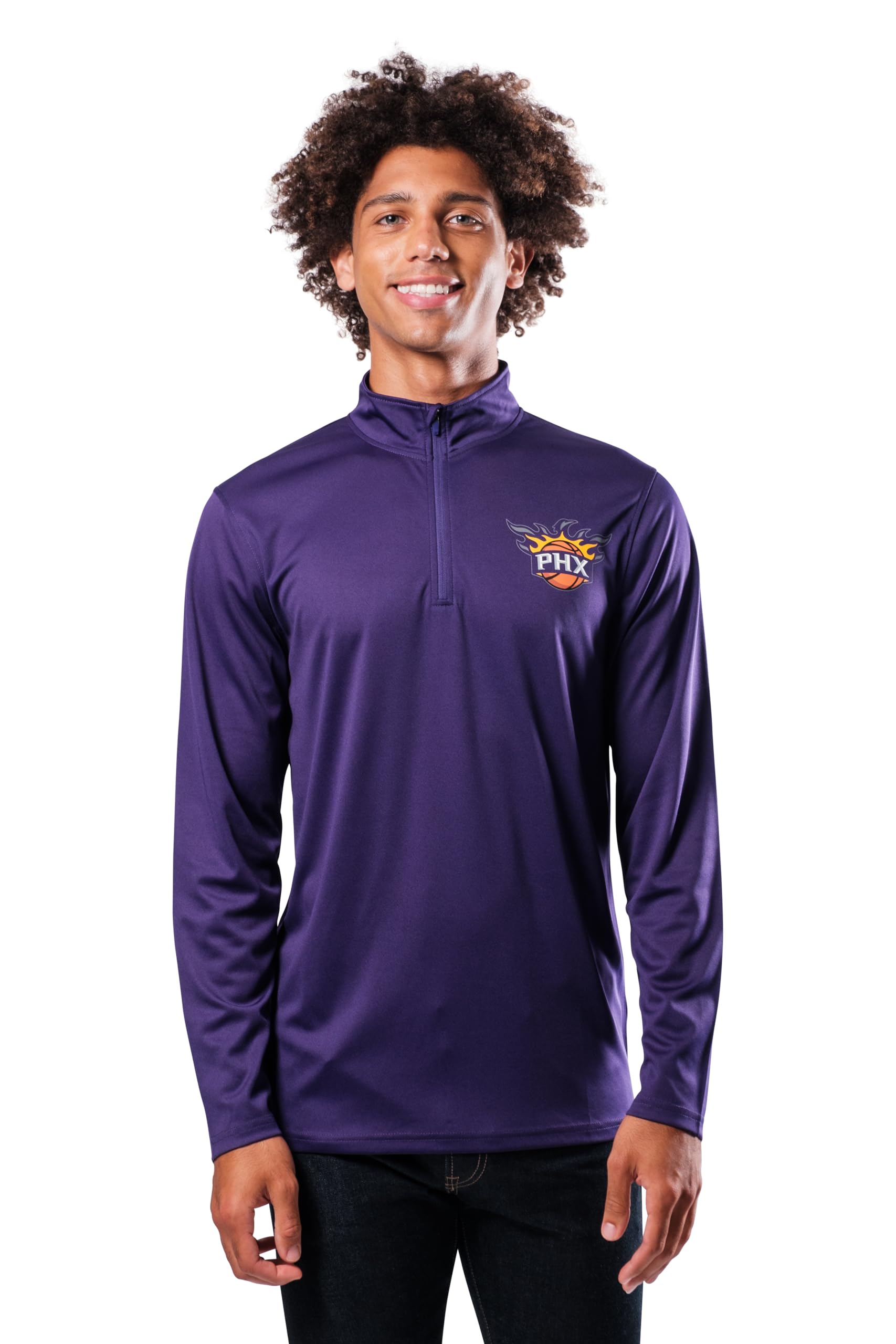 Ultra Game Mens NBA Official Quarter Zip Long Sleeve Pullover T-Shirt - Image 2
