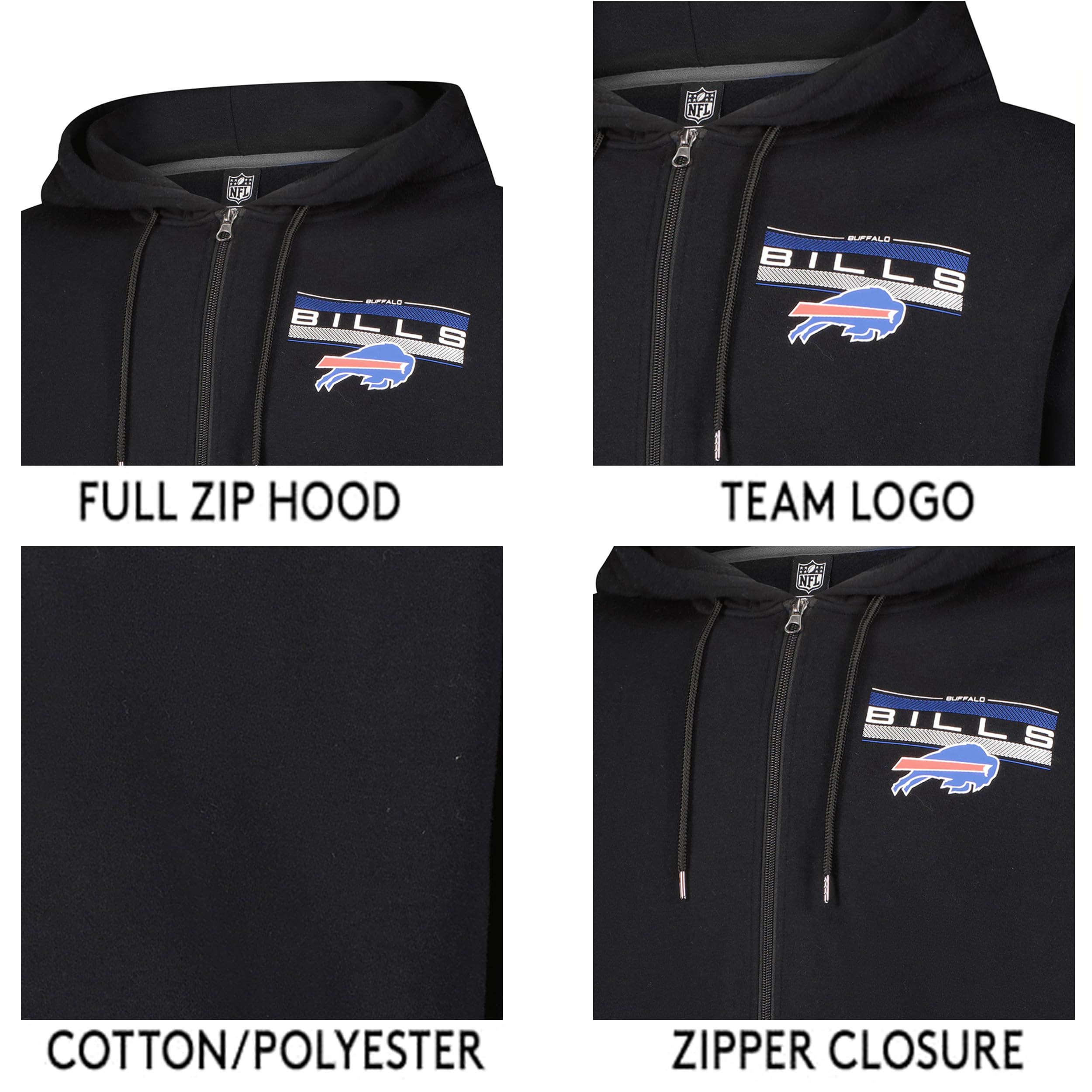 Ultra Game Mens NFL Official Supremely Soft Full Zip Hoodie Jacket - Image 5