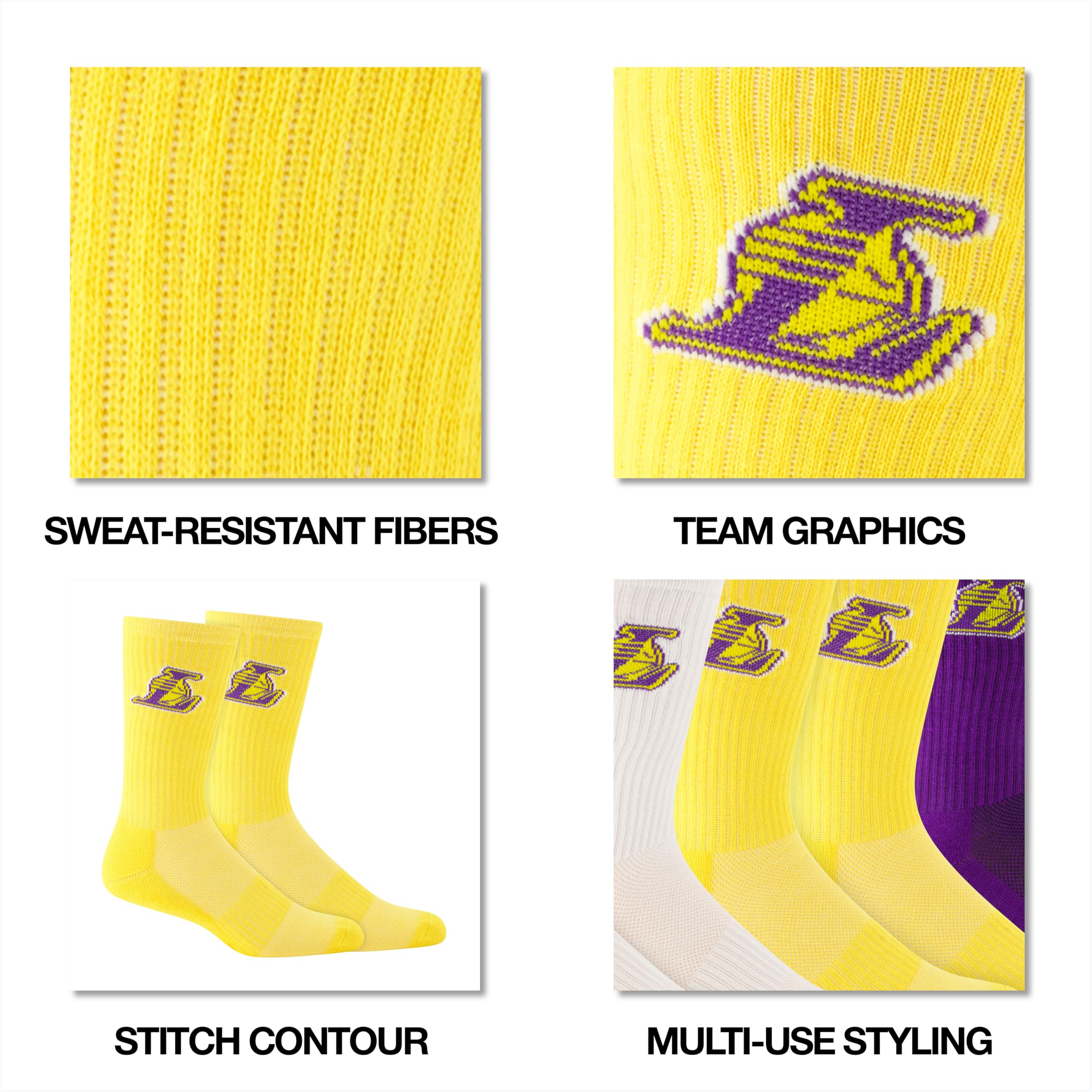 Ultra Game NBA boys Nba Official Athletic Cushioned Core Logo Team Crew Socks - 3 Pack - Image 6