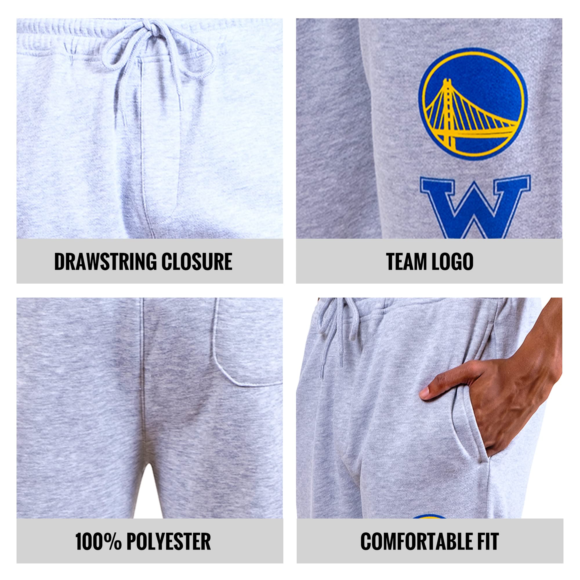 Ultra Game NBA Golden State Warriors Men’s Super Soft Team Joggers Sweatpants (Two-Pack Small Size) - Image 5