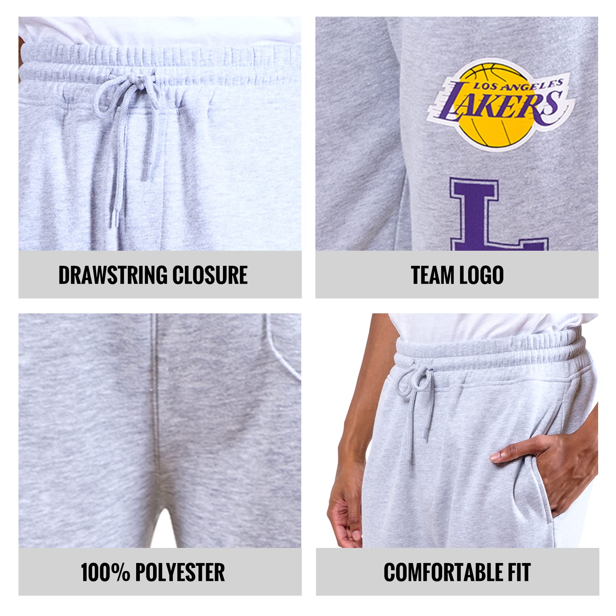 Ultra Game NBA Los Angeles Lakers Men’s Super Soft Team Joggers Sweatpants (Two-Pack XX-Large Size) - Image 5