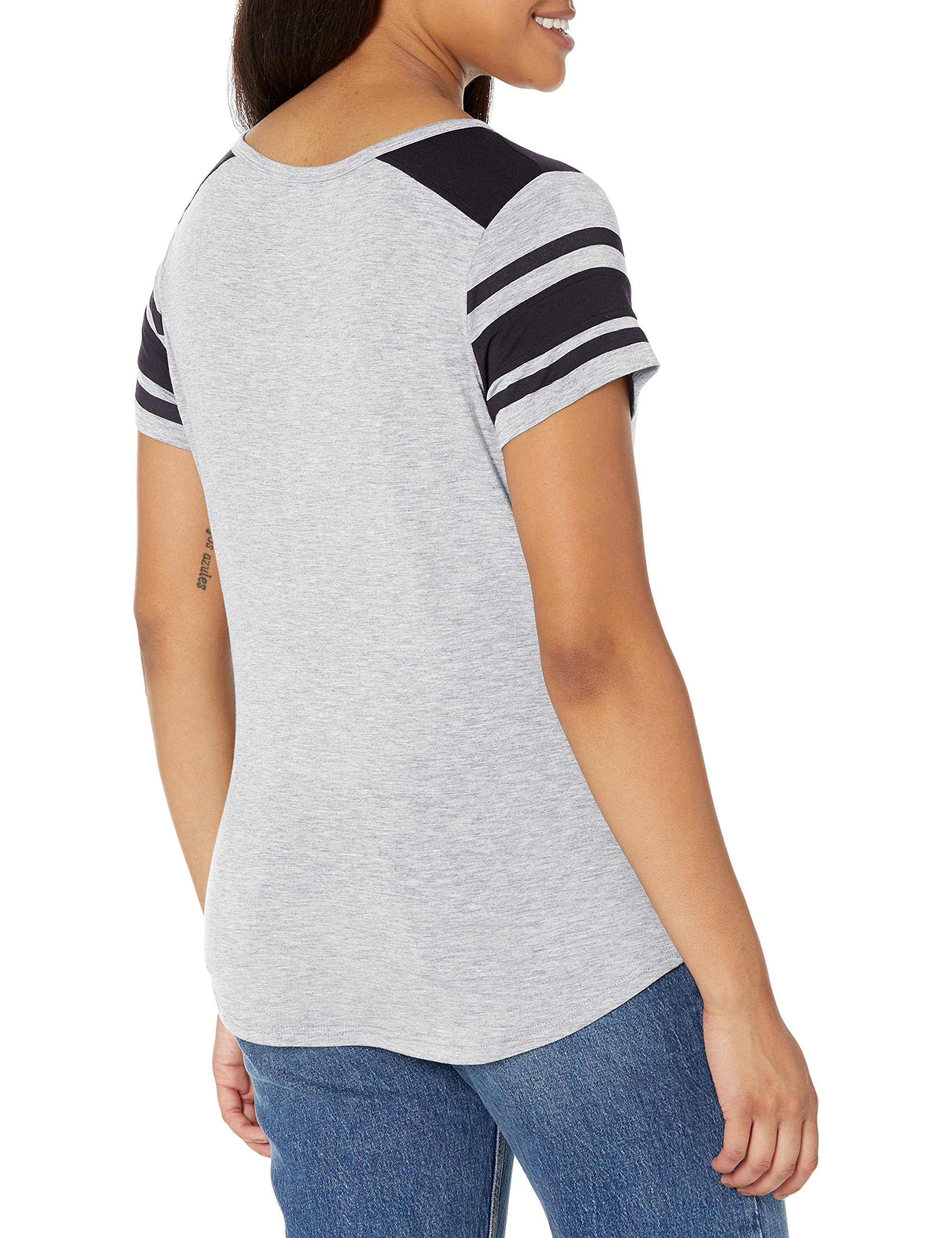 Ultra Game NBA Womens T-Shirt Box Out Varsity Stripe Tee Shirt, Gray - Image 3