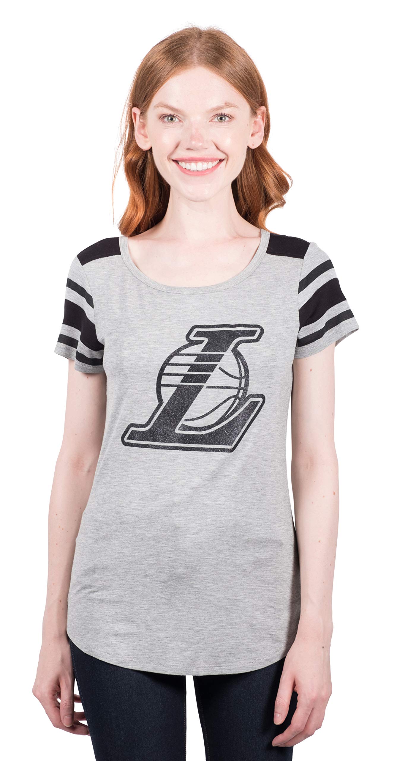 Ultra Game NBA Womens T-Shirt Box Out Varsity Stripe Tee Shirt, Gray - Image 5