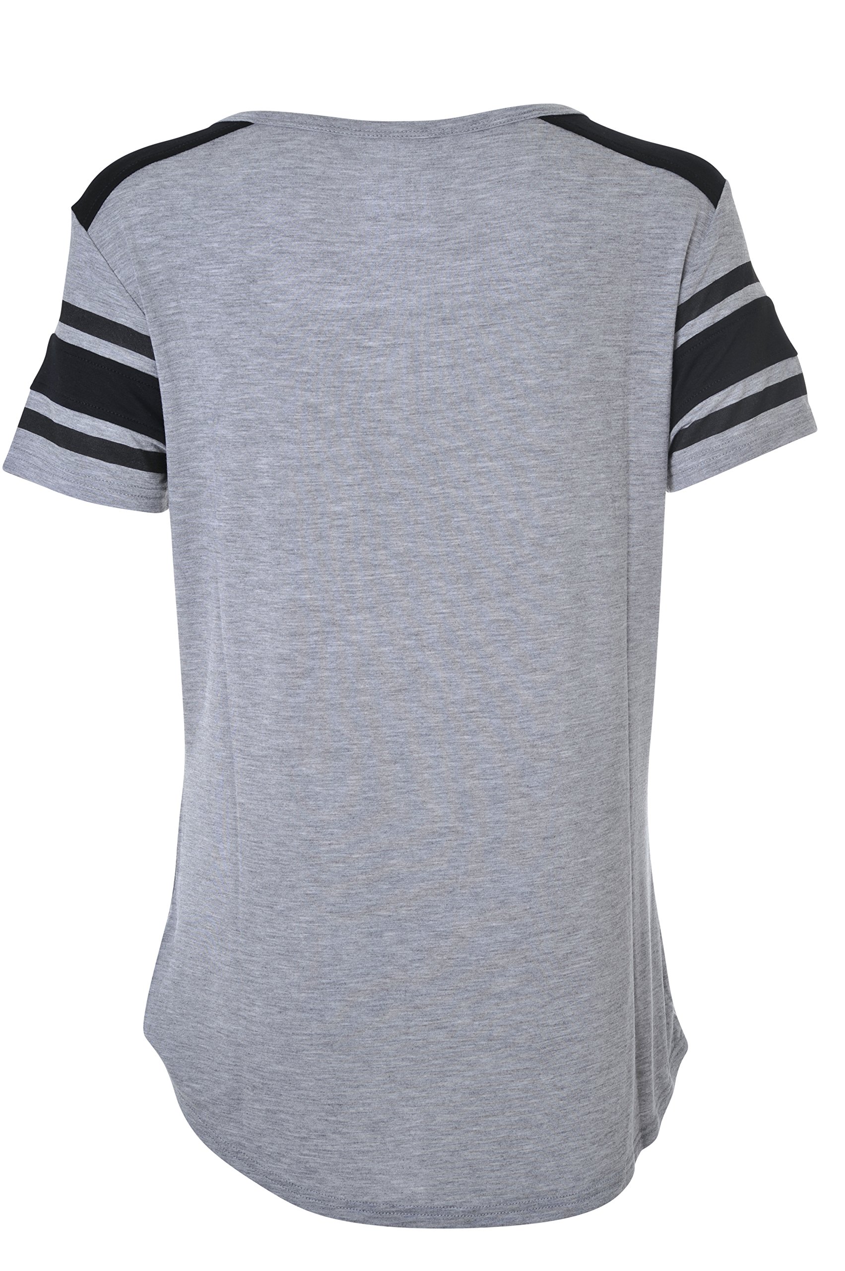 Ultra Game NBA Womens T-Shirt Box Out Varsity Stripe Tee Shirt, Gray - Image 3
