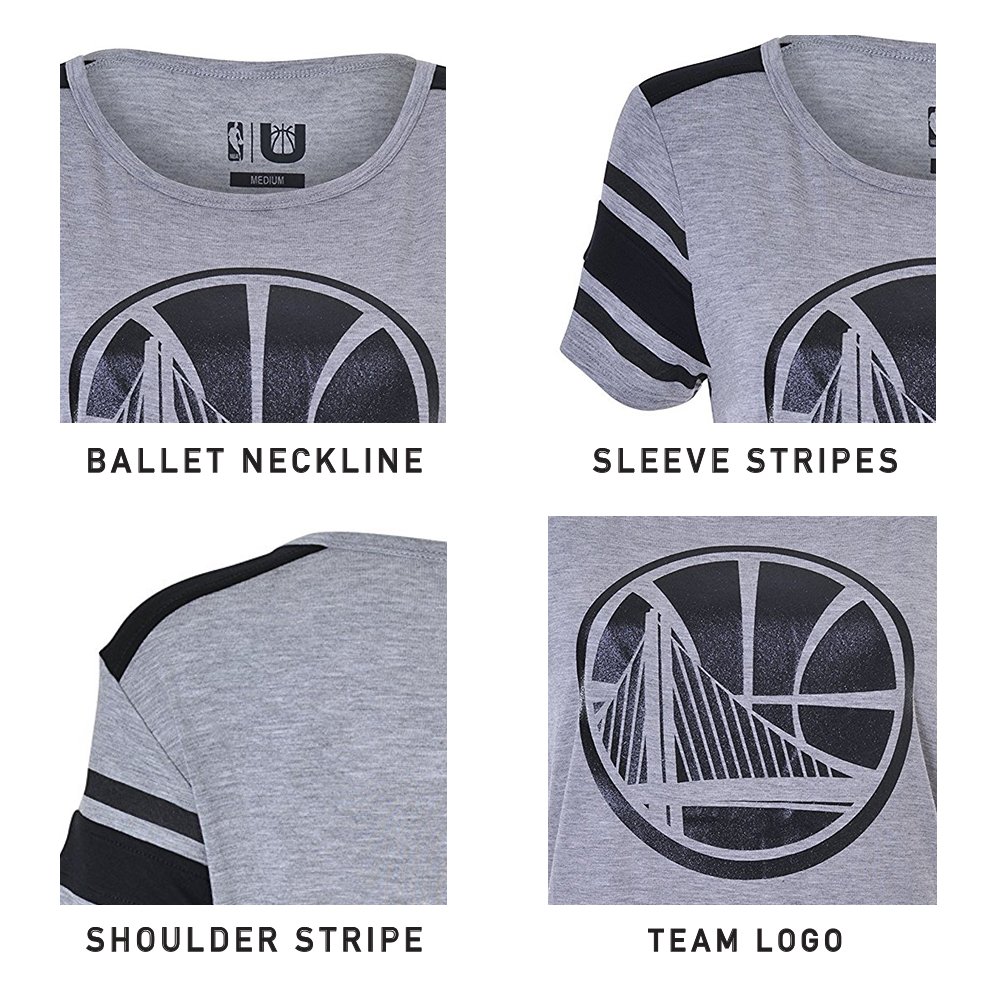 Ultra Game NBA Womens T-Shirt Box Out Varsity Stripe Tee Shirt, Gray - Image 5