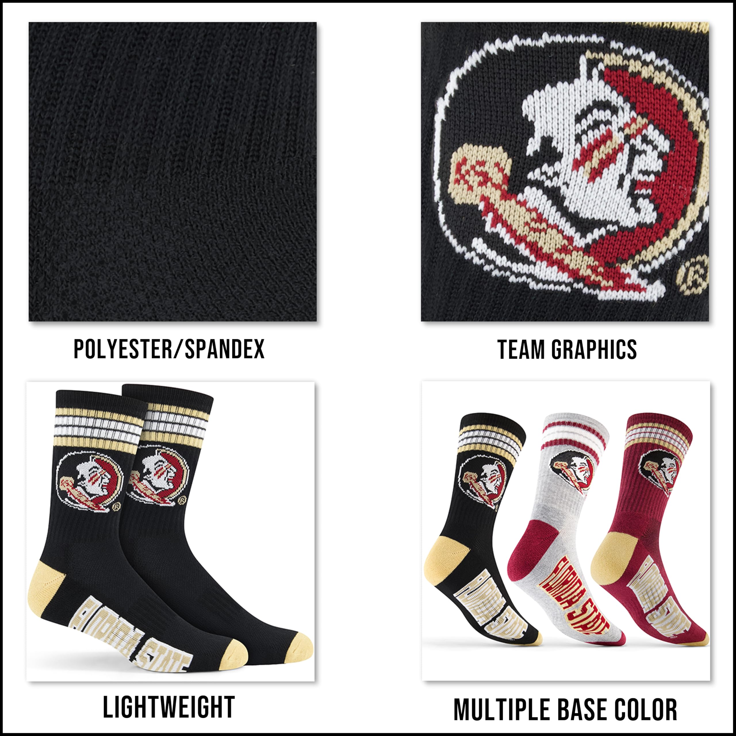 Ultra Game NCAA boys Ncaa Official Athletic Cushioned Secure Fit Team Crew Socks - Image 6