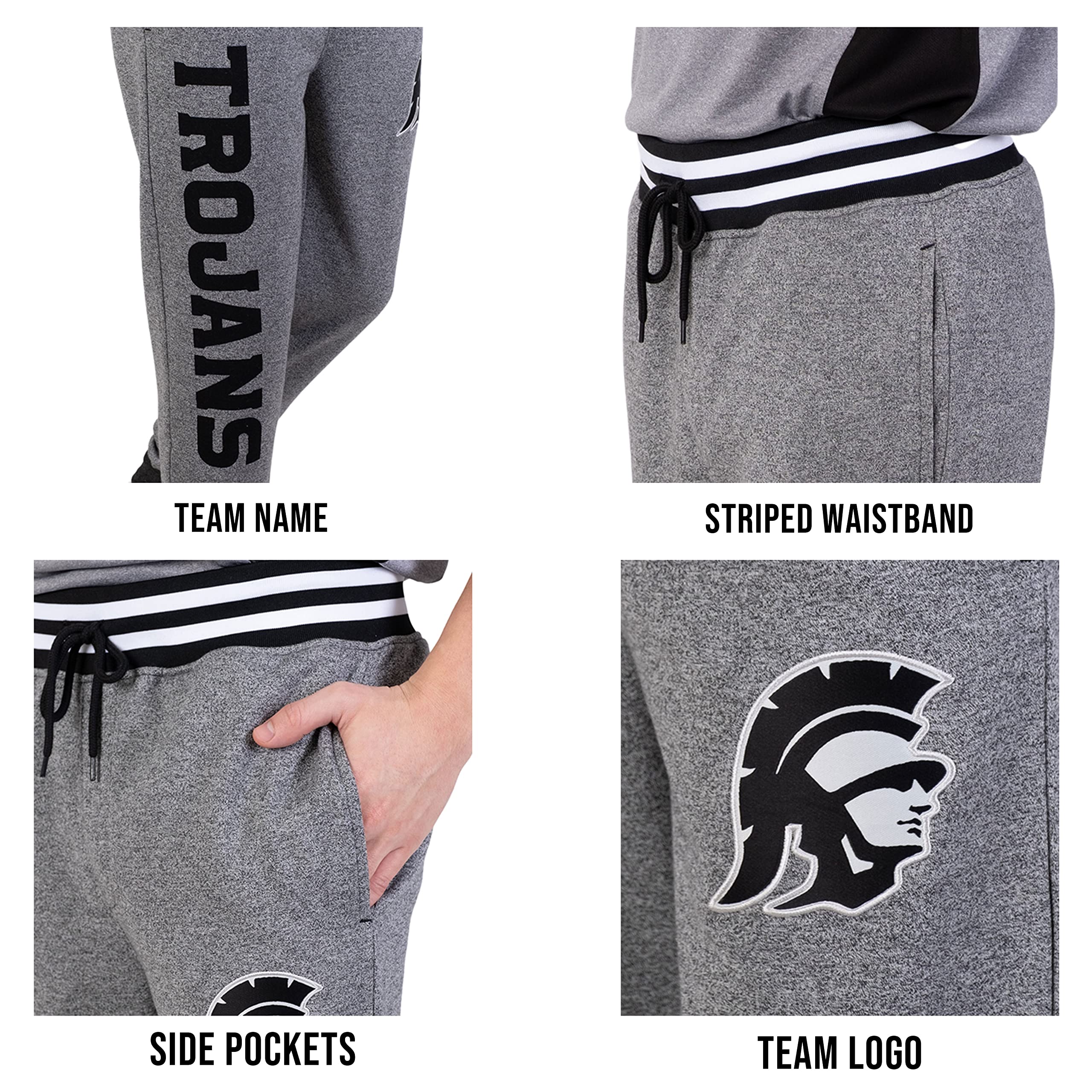 Ultra Game NCAA Mens NCAA Official Black Marl Fleece Jogger Sweatpants - Image 5