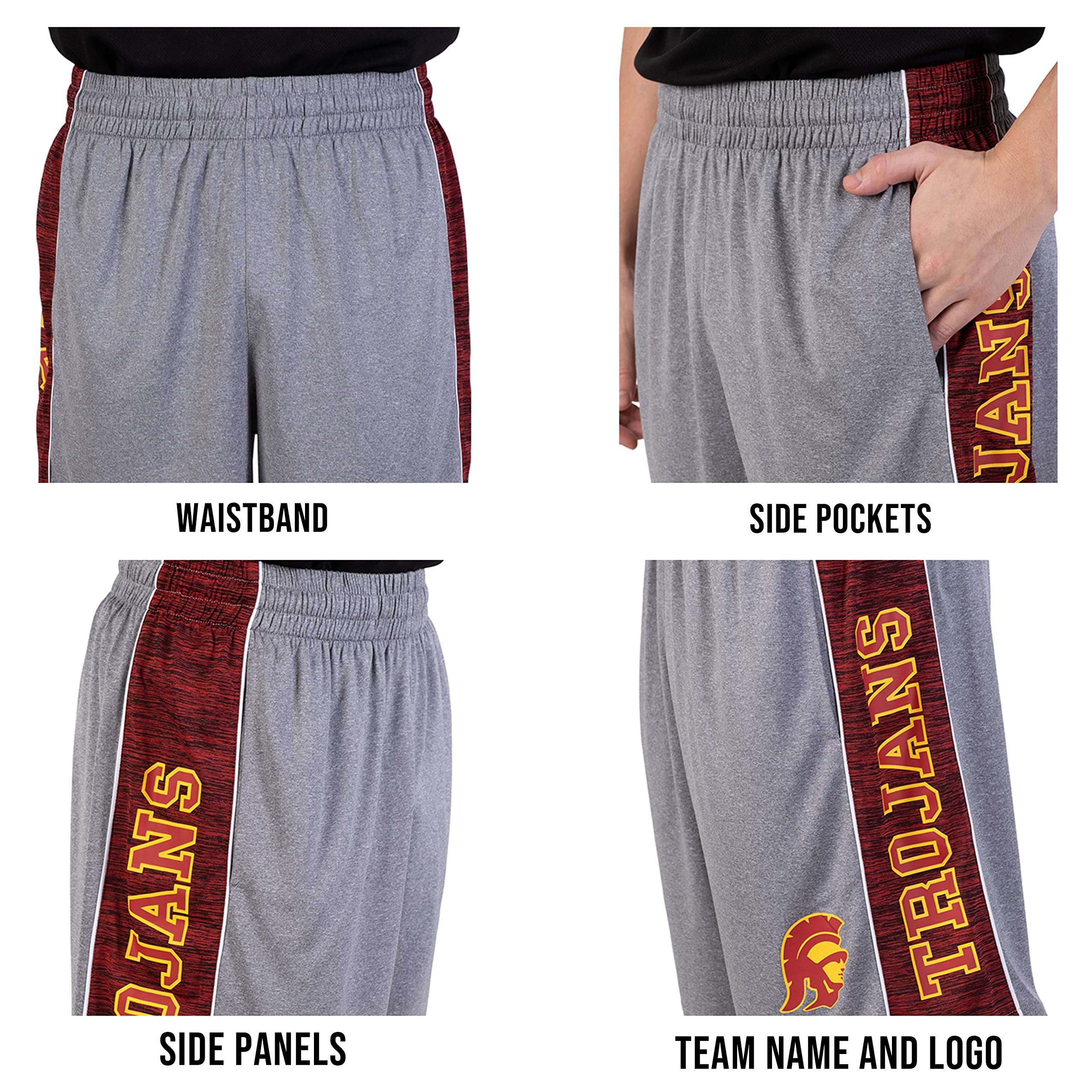 Ultra Game NCAA Mens NCAA Official Poly Interlock Shorts - Image 5