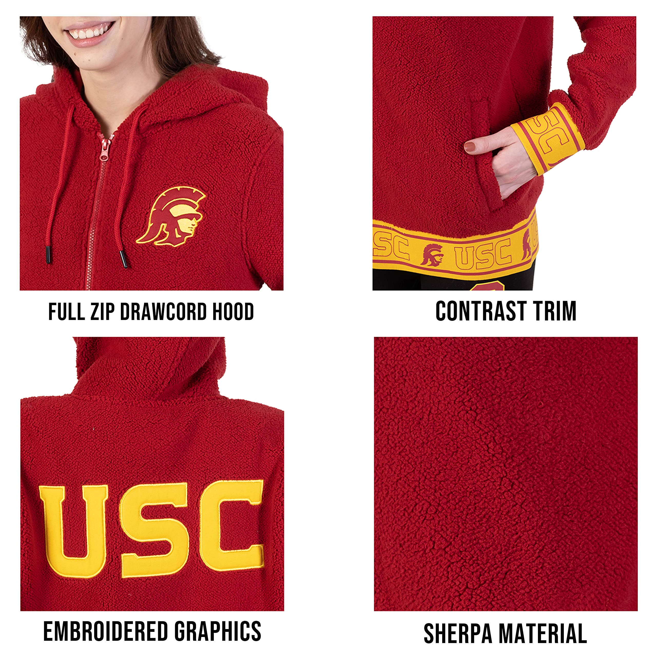 Ultra Game NCAA womens Ncaa Official Full Zip Sherpa Jersey Hoodie With Team Logo - Image 5