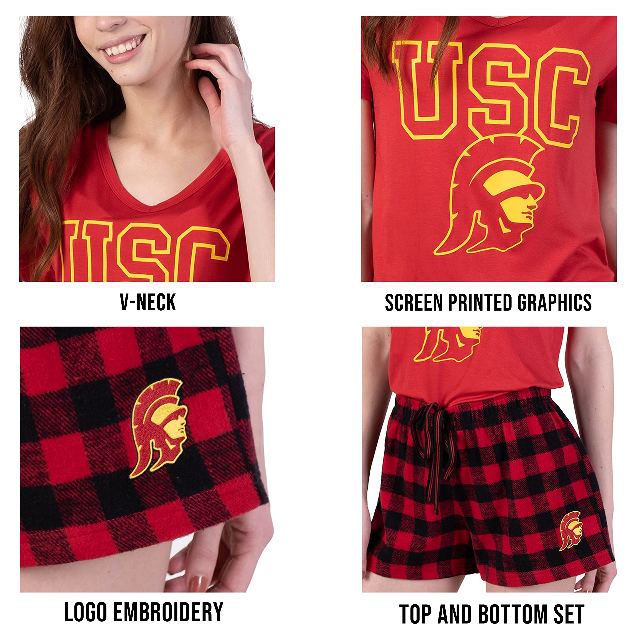 Ultra Game NCAA womens Ncaa Official Wotee Shirt & Flannel Shorts Pajama Set - Image 5