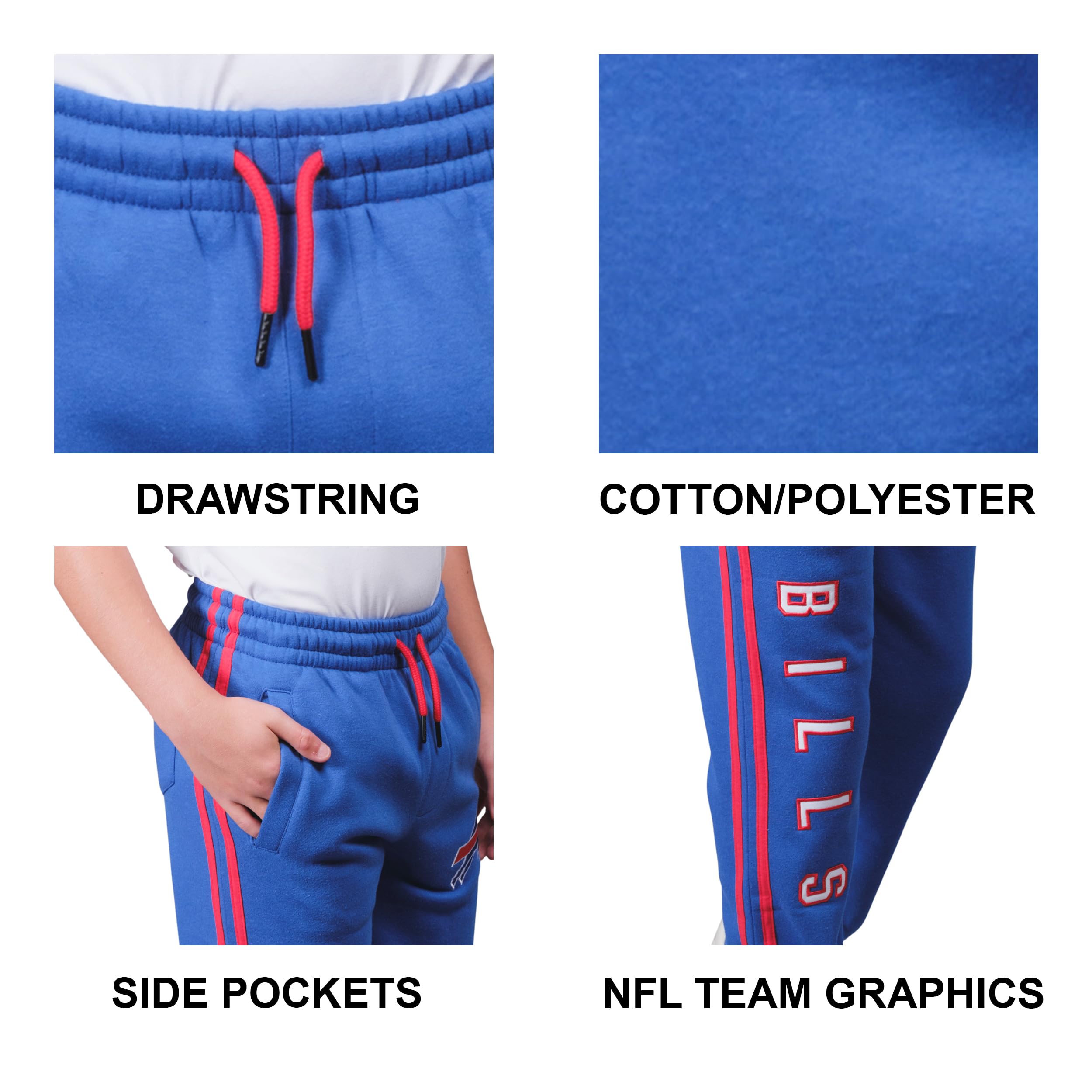 Ultra Game NFL Boys Super Soft Game Day Striped Jogger Sweatpants - Image 5
