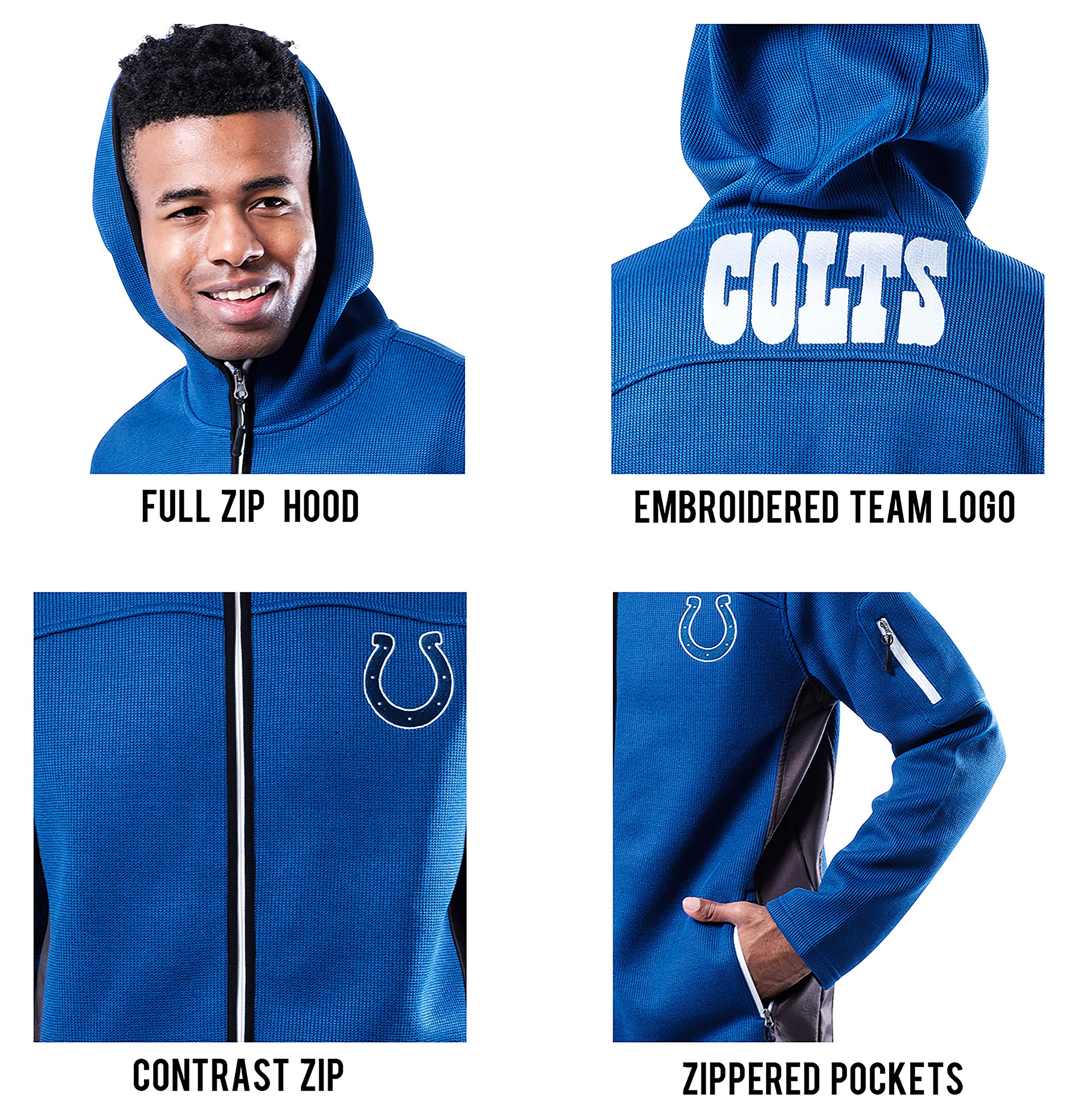 Ultra Game NFL Men's Extra Soft Fleece Full Zip Hooded Sweatshirt Jacket - Image 5