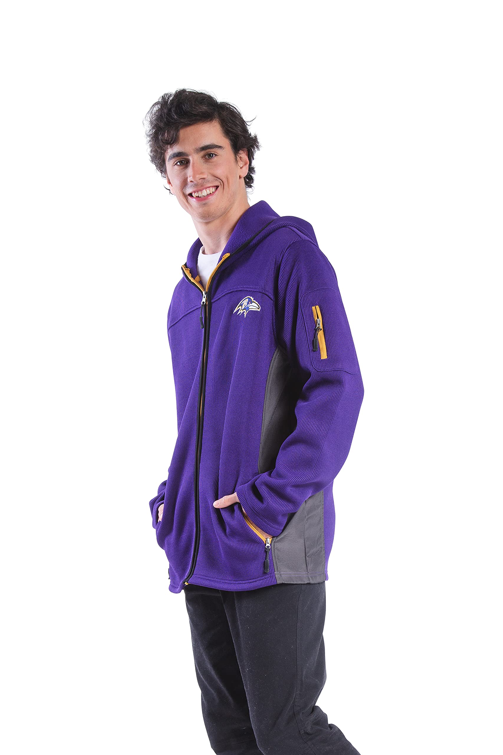 Ultra Game NFL Men's Extra Soft Fleece Full Zip Hooded Sweatshirt Jacket - Image 3