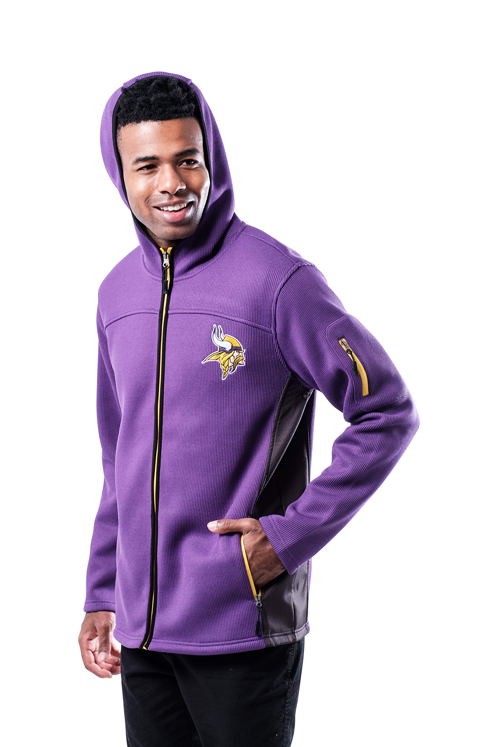Ultra Game NFL Men's Extra Soft Fleece Full Zip Hooded Sweatshirt Jacket - Image 3