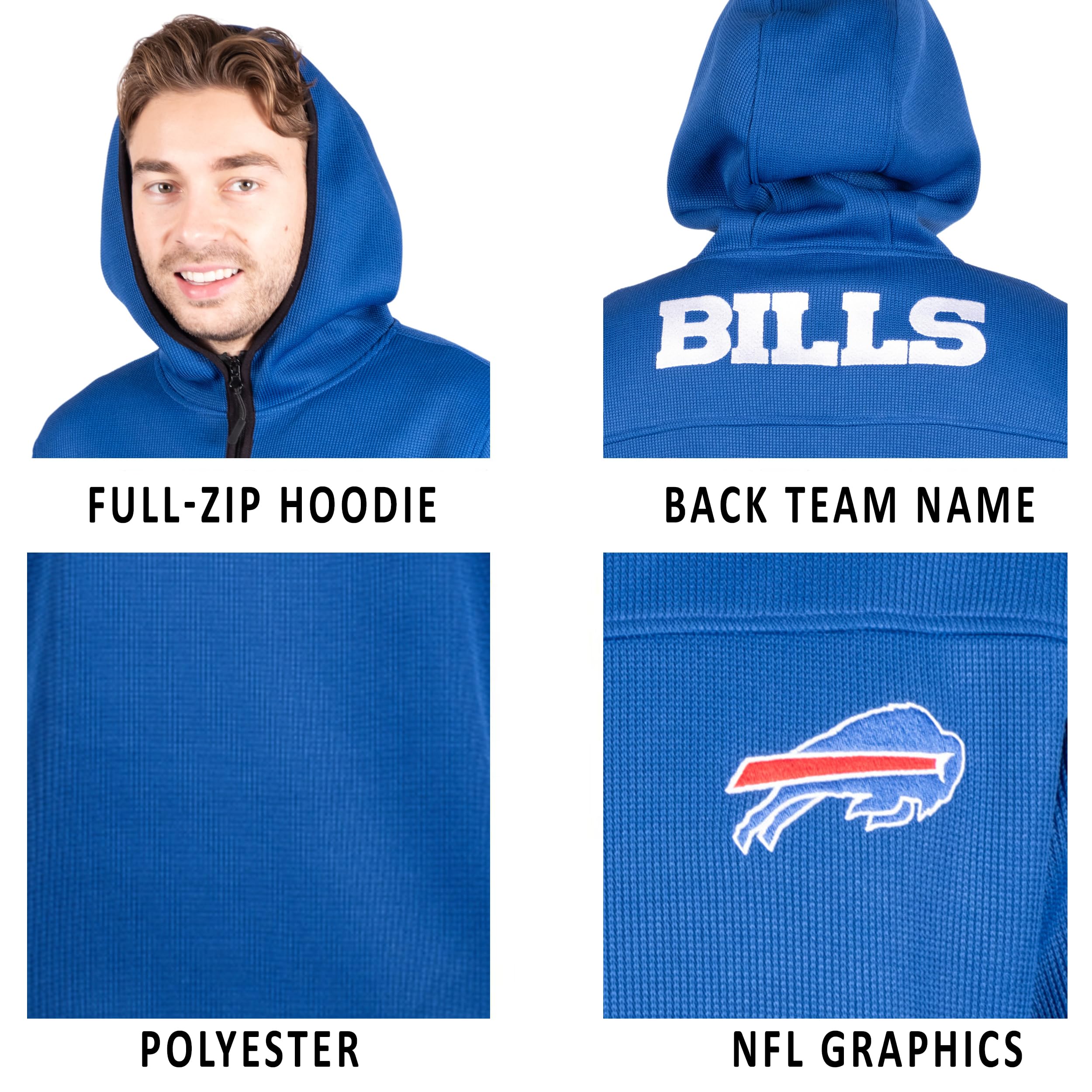 Ultra Game NFL Men's Extra Soft Fleece Full Zip Hooded Sweatshirt Jacket - Image 4