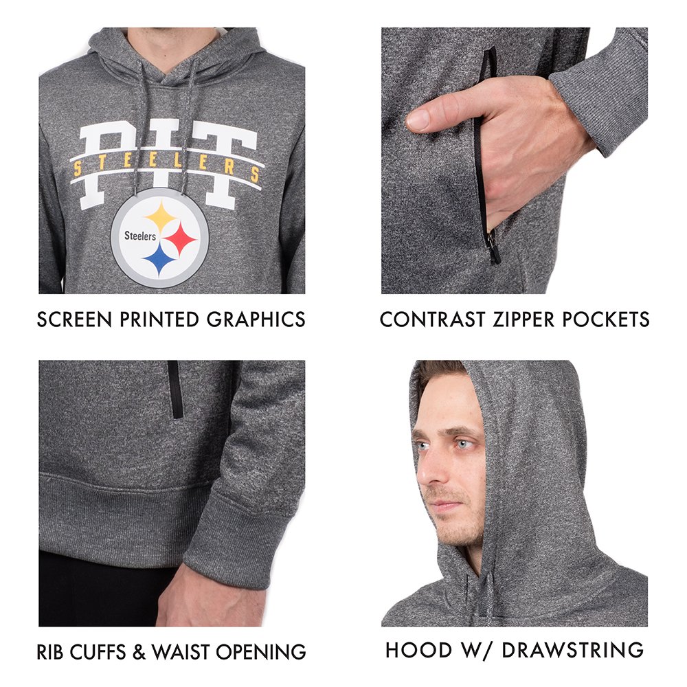 Ultra Game NFL Men's Soft Fleece Hoodie Pullover Sweatshirt With Zipper Pockets - Image 5