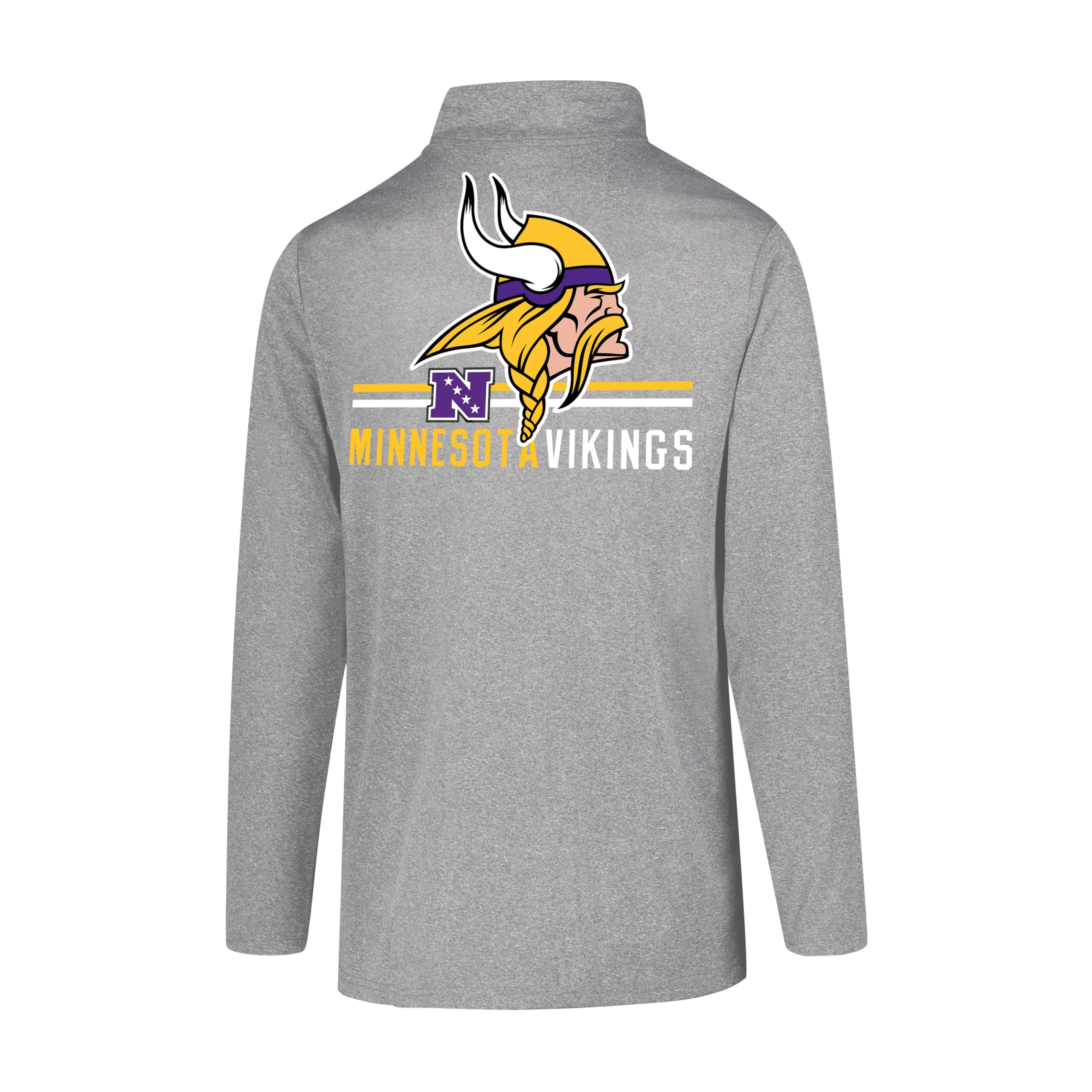 Ultra Game NFL Men's Super Soft Quarter Zip Long Sleeve T-Shirt, Minnesota Vikings, Heather Gray, X-Large - Image 3