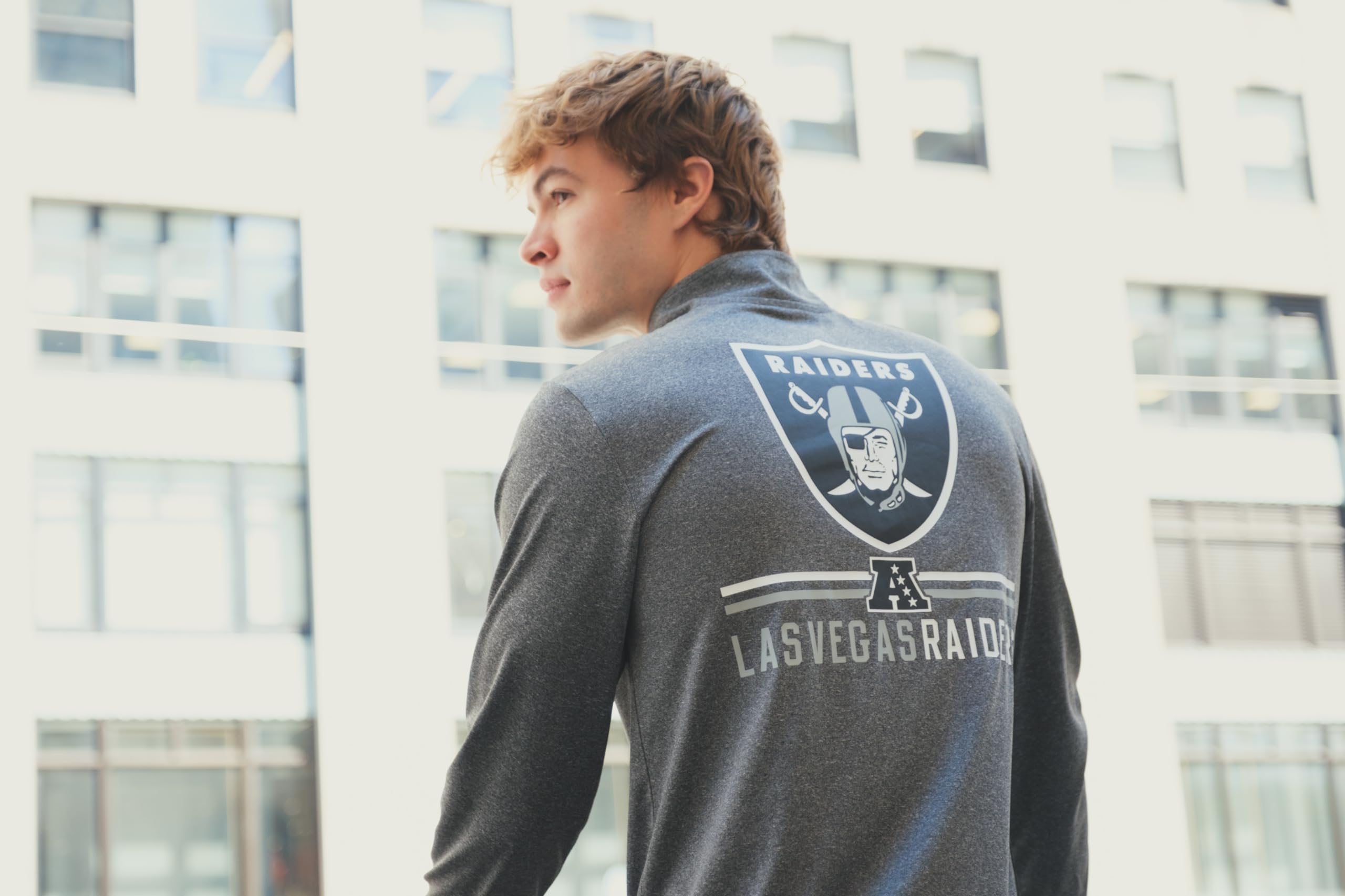 Ultra Game NFL Men's Super Soft Quarter Zip Long Sleeve T-Shirt, Minnesota Vikings, Heather Gray, X-Large - Image 4