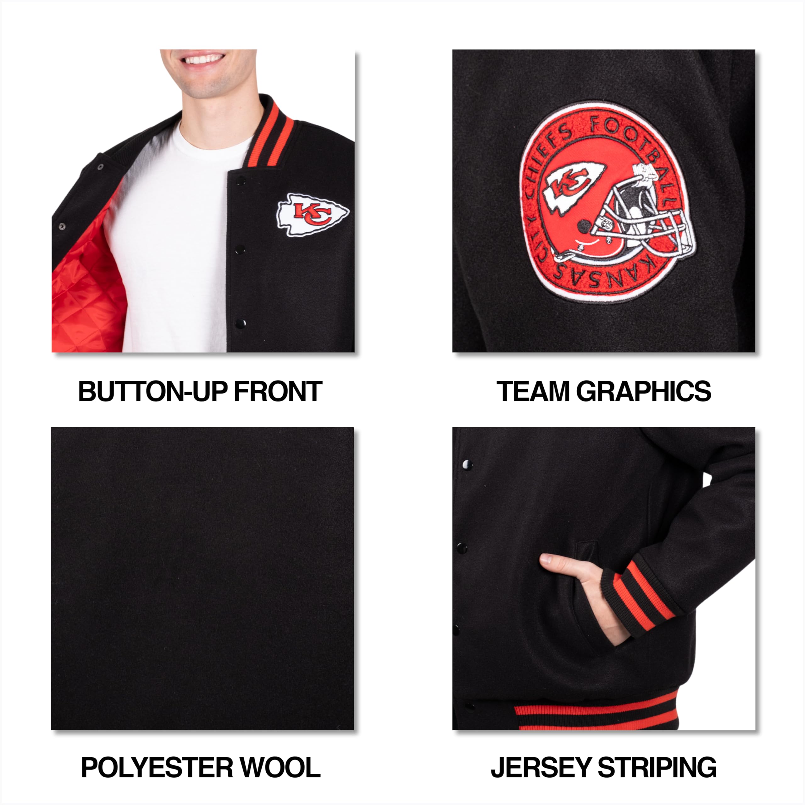 Ultra Game NFL mens Nfl Official Classic Varsity Coaches Jacket Coat - Image 5