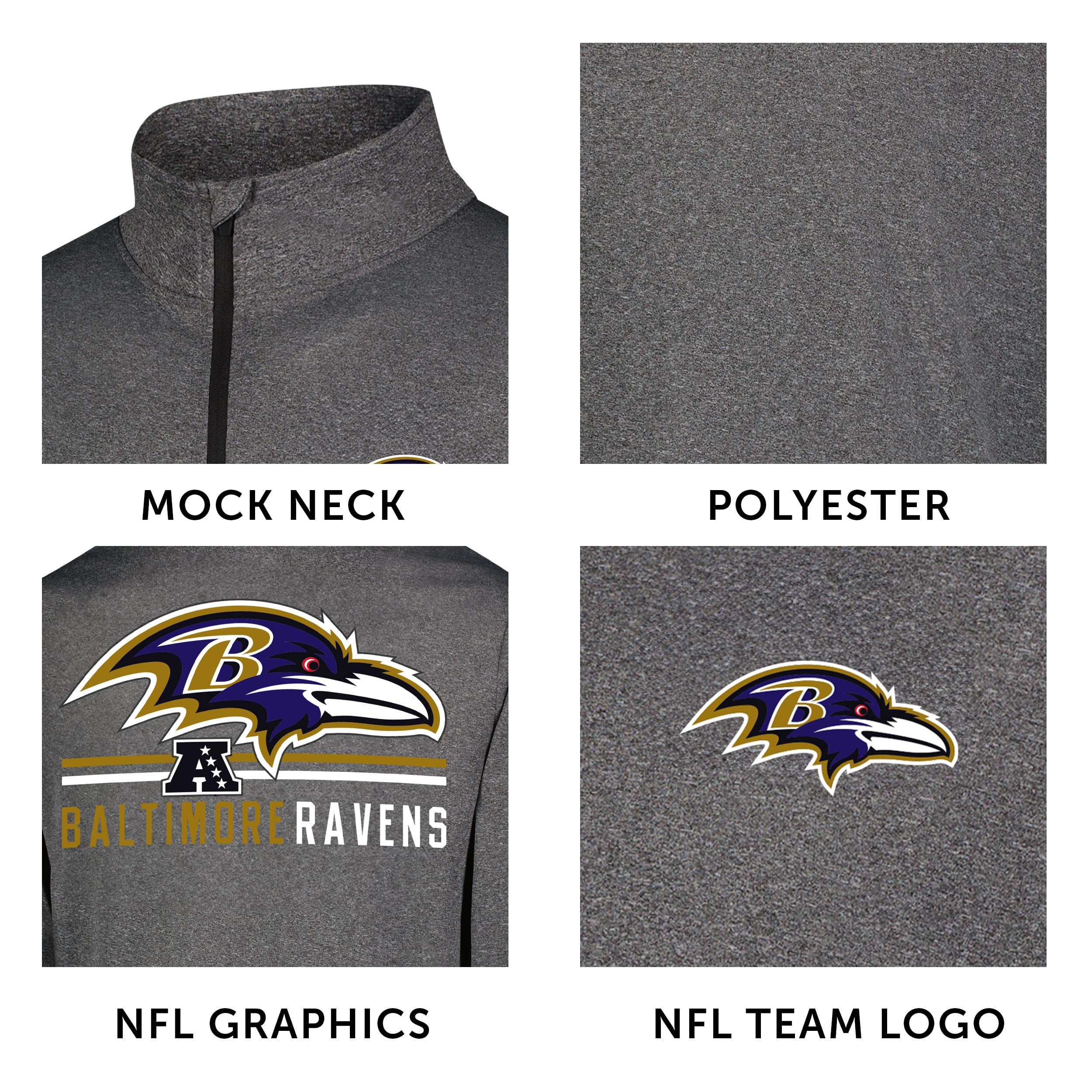 Ultra Game NFL Official Adults Super Soft Quarter Zip Long Sleeve T-Shirt - Image 5