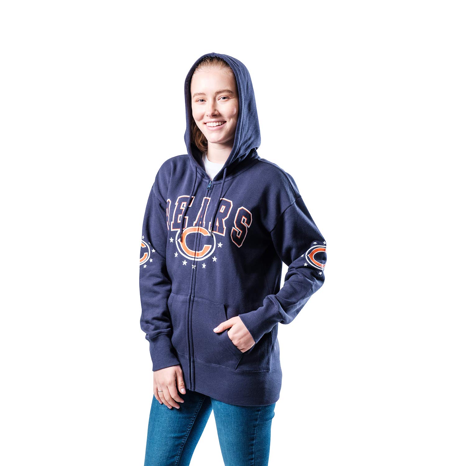 Ultra Game NFL Womens Full Zip Fleece Hoodie Sweatshirt Jacket - Image 3