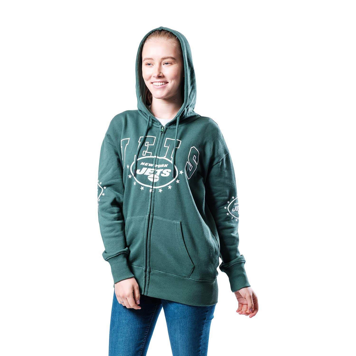 Ultra Game NFL Womens Full Zip Fleece Hoodie Sweatshirt Jacket - Image 3