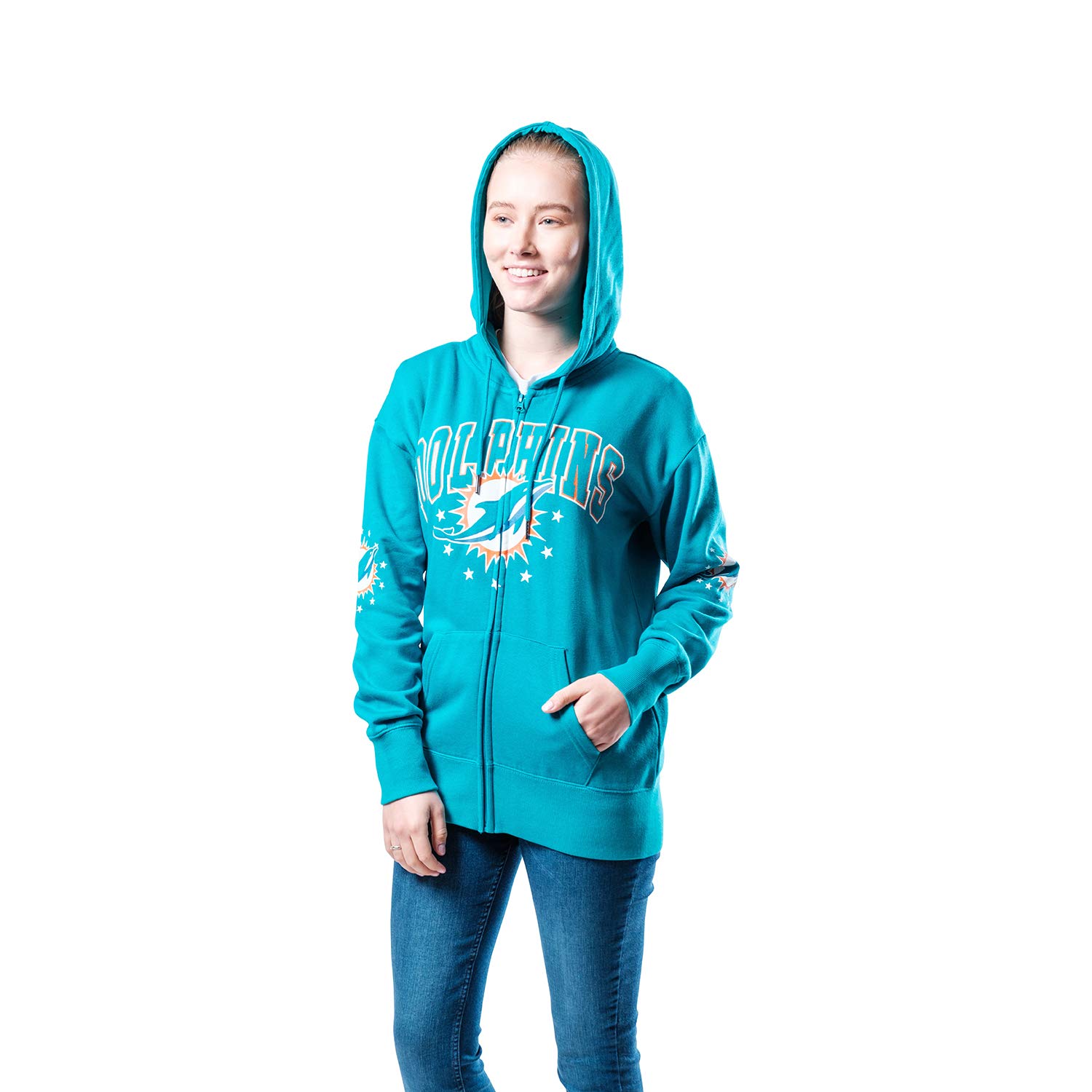 Ultra Game NFL Womens Full Zip Fleece Hoodie Sweatshirt Jacket - Image 3